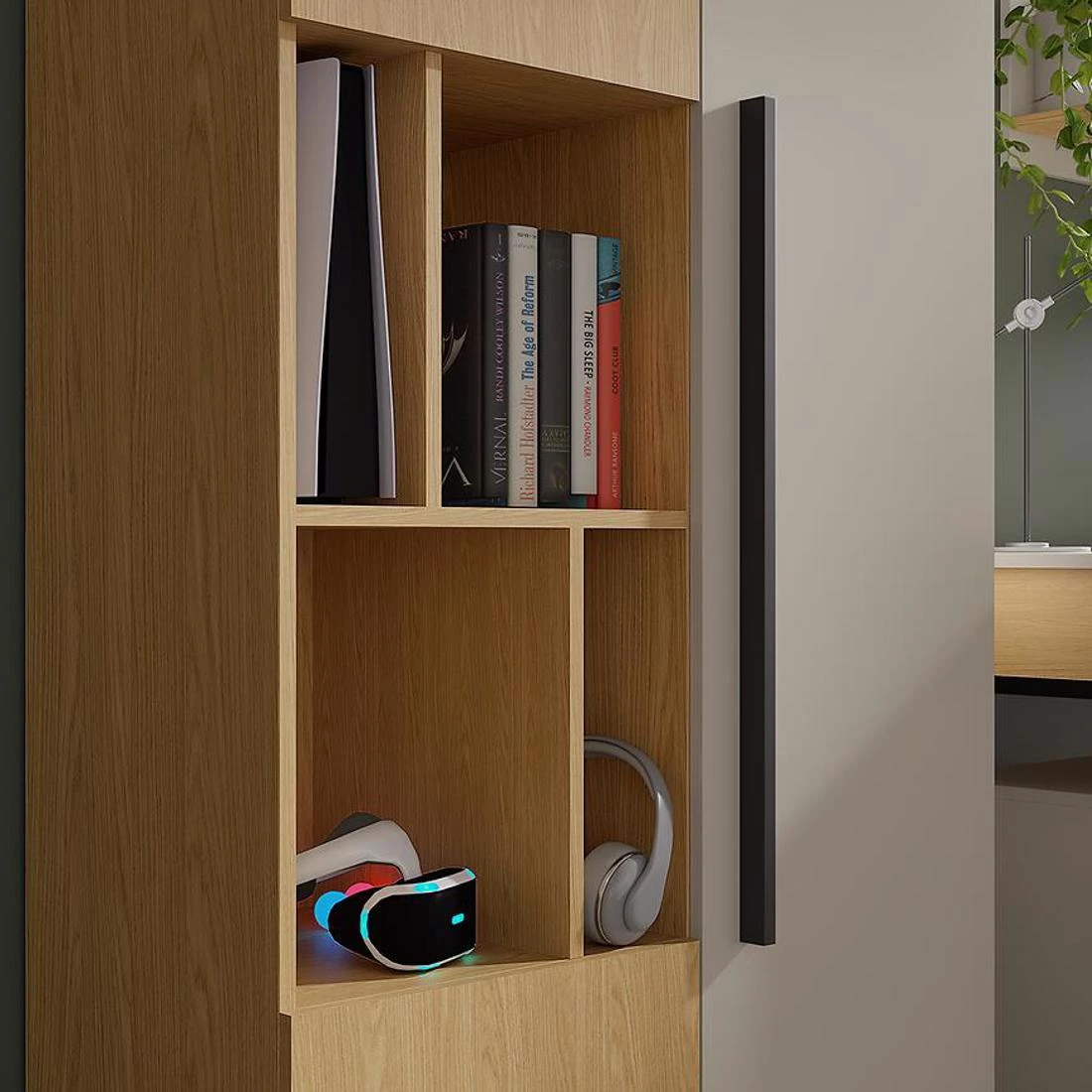 Lorin komoda 2 vrata + 7 fioke + 3 otvora 135x40x80 cm kašmir/ hrast