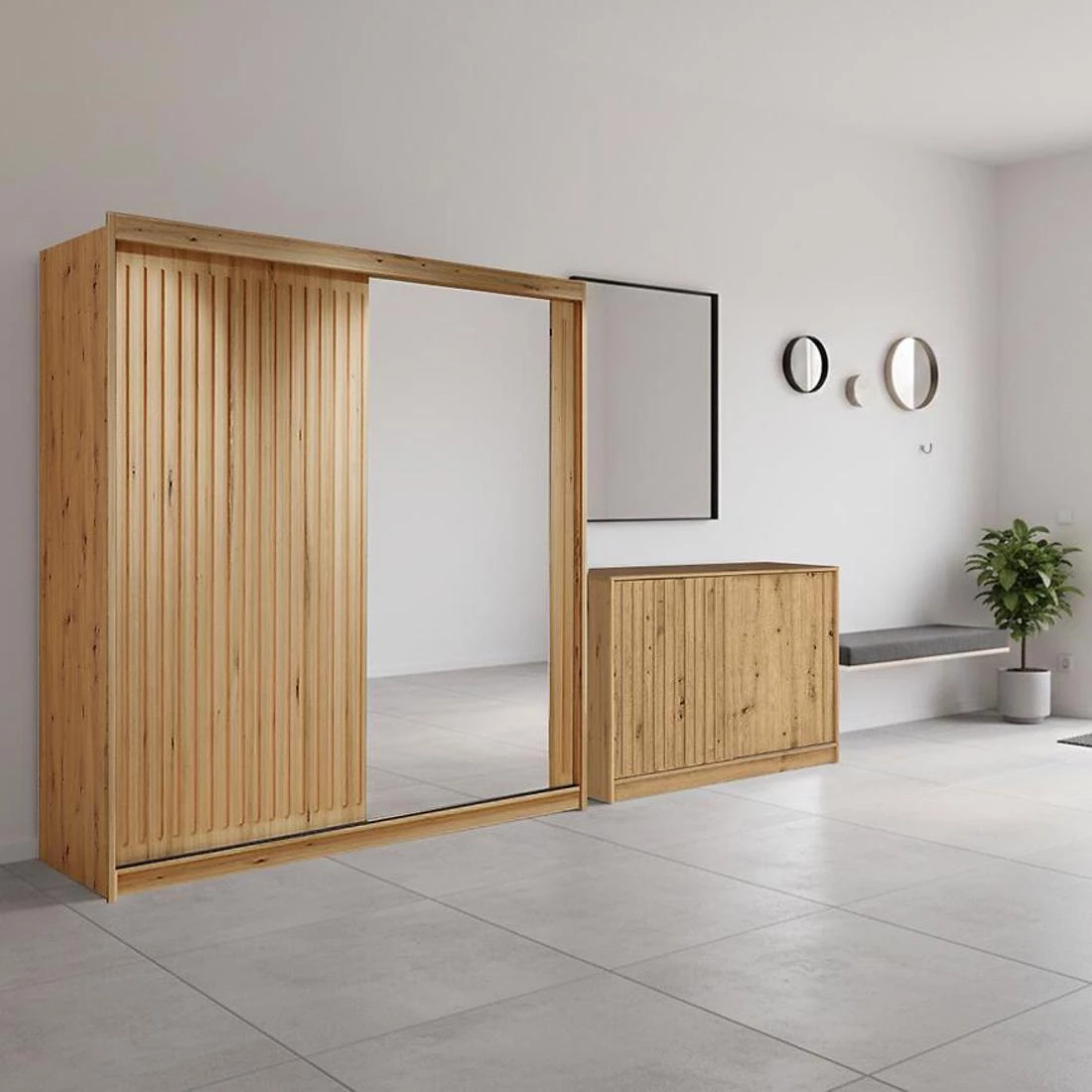 Royal ormar + Royal komoda 203x62x216 cm wotan hrast