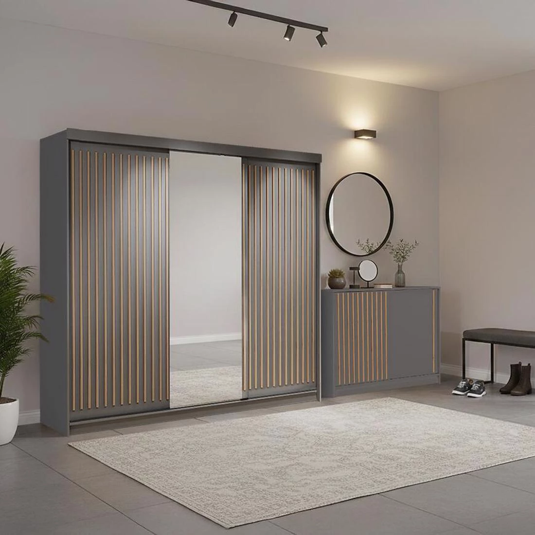 Royal ormar + Royal komoda 250x62x200 cm smeda