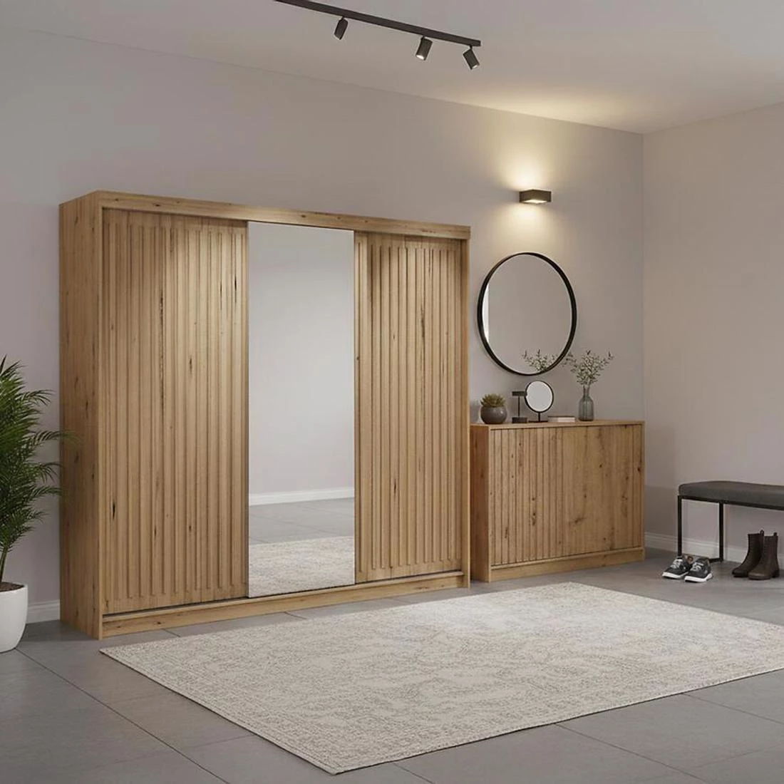 Royal ormar + Royal komoda 250x62x200 cm wotan hrast