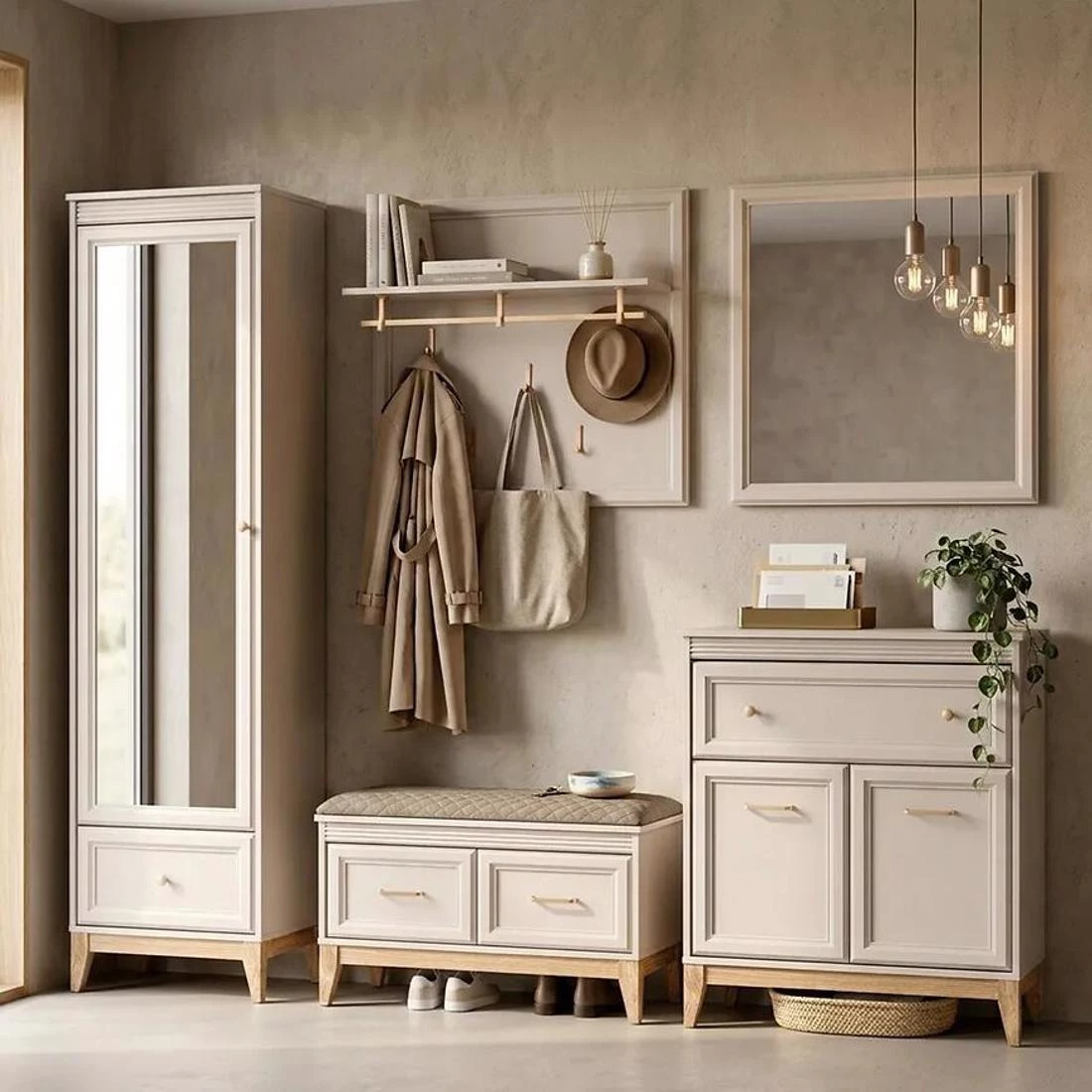 Windsor klupa za predsoblje 92x35x52 cm kašmir