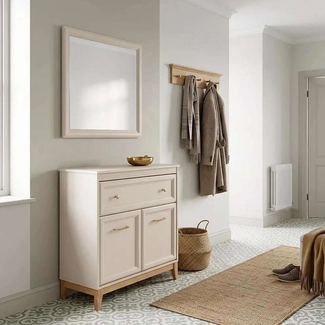 Windsor komoda 2 vrata 1 fioke 92x35x100 cm kashmir/hrast