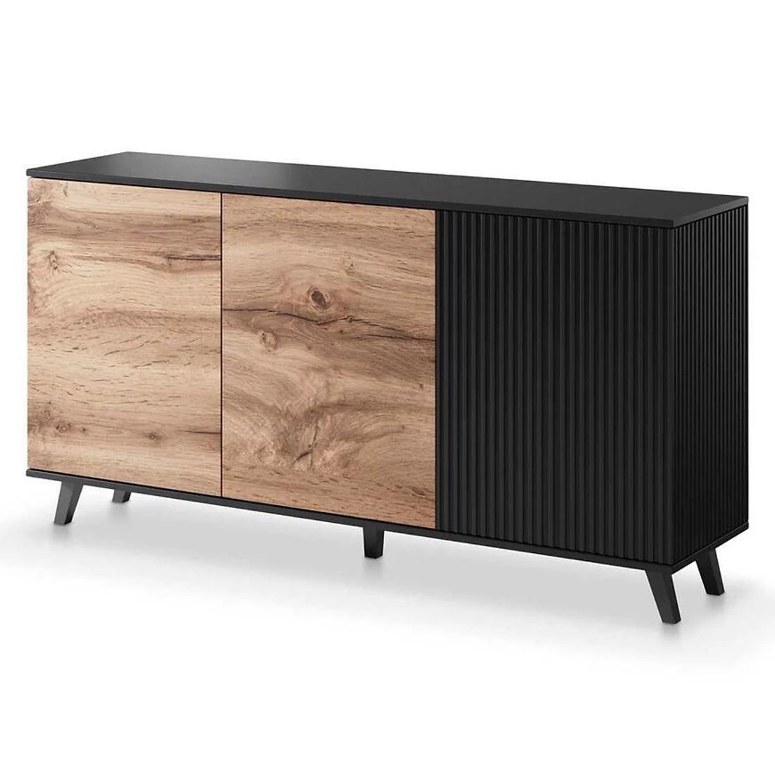 Random komoda 3 vrata 100x40x82 cm kašmir/orah/crna