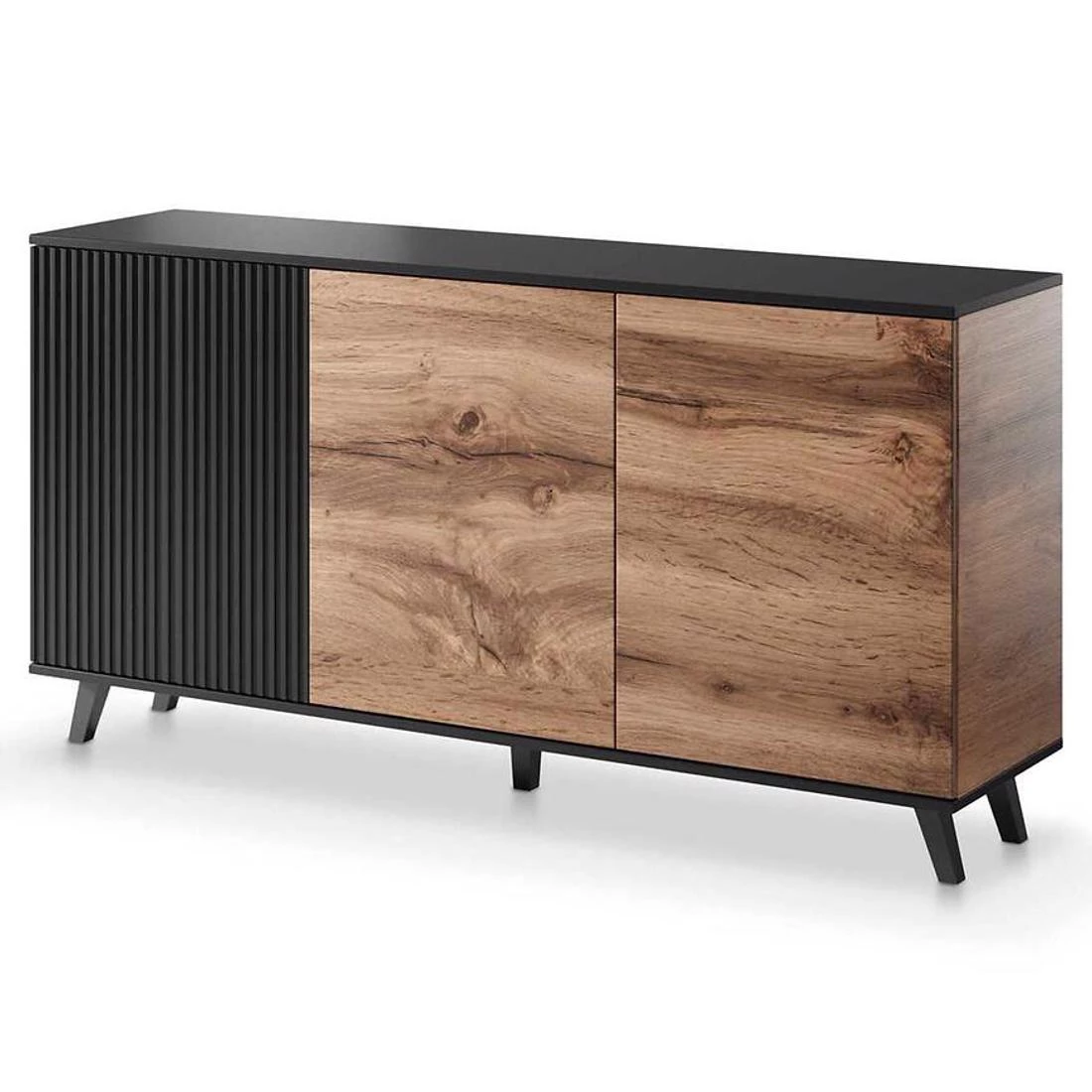 Random komoda 3 vrata 100x40x82 cm kašmir/orah/crna