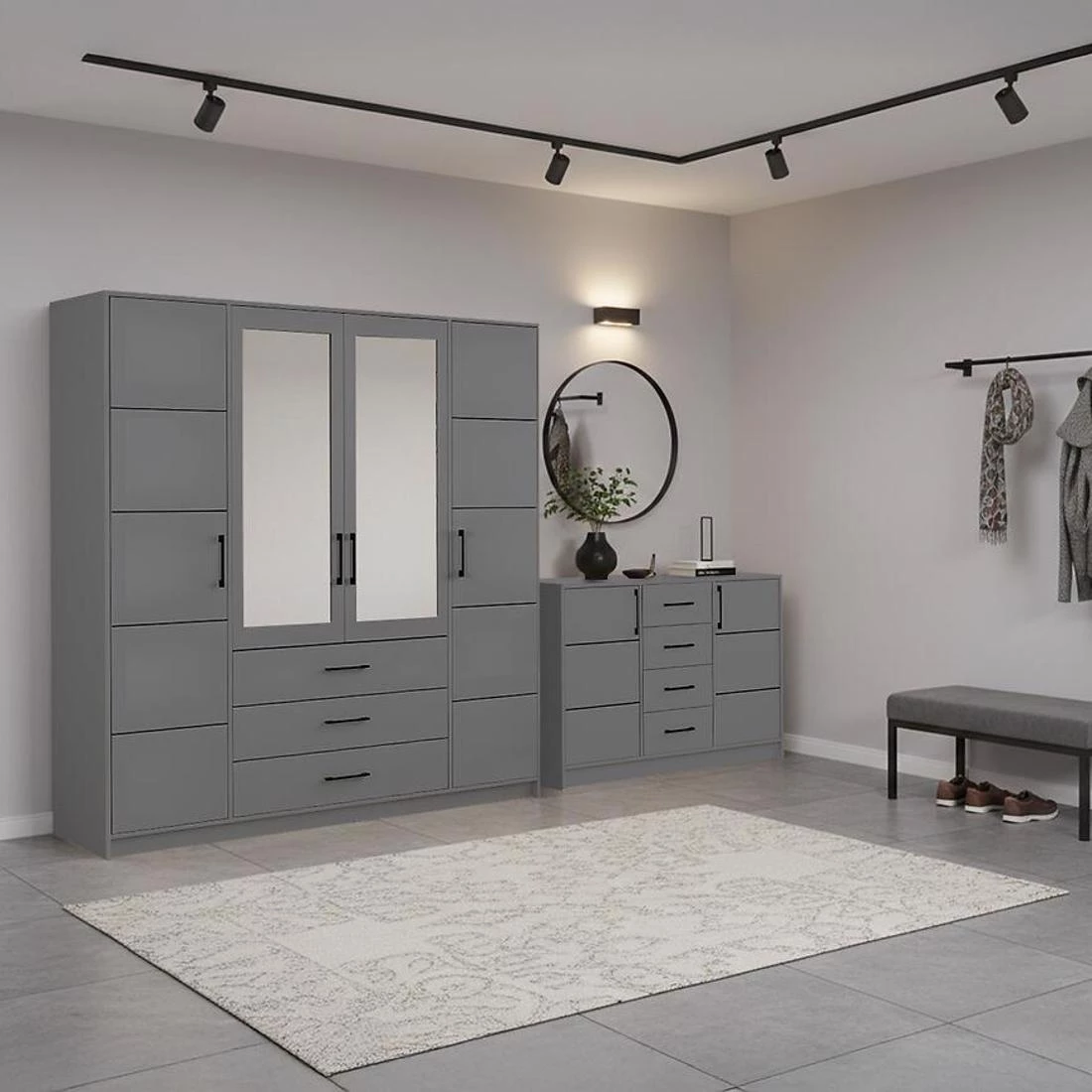 Belluno ormar + Belluno komoda 200x58x200 cm grafit