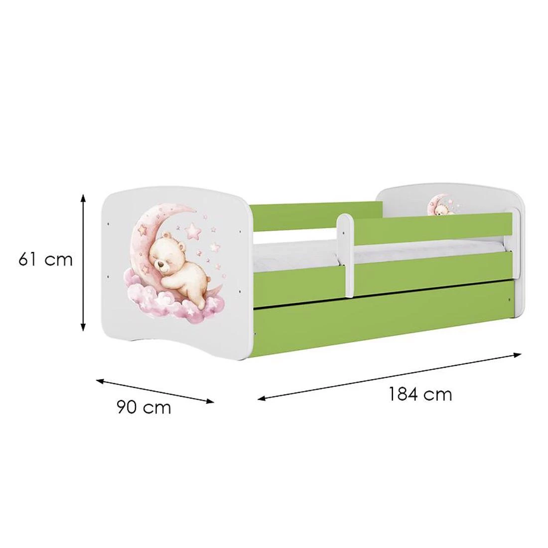 Babydreams deciji krevet 90x184x61 cm zelena