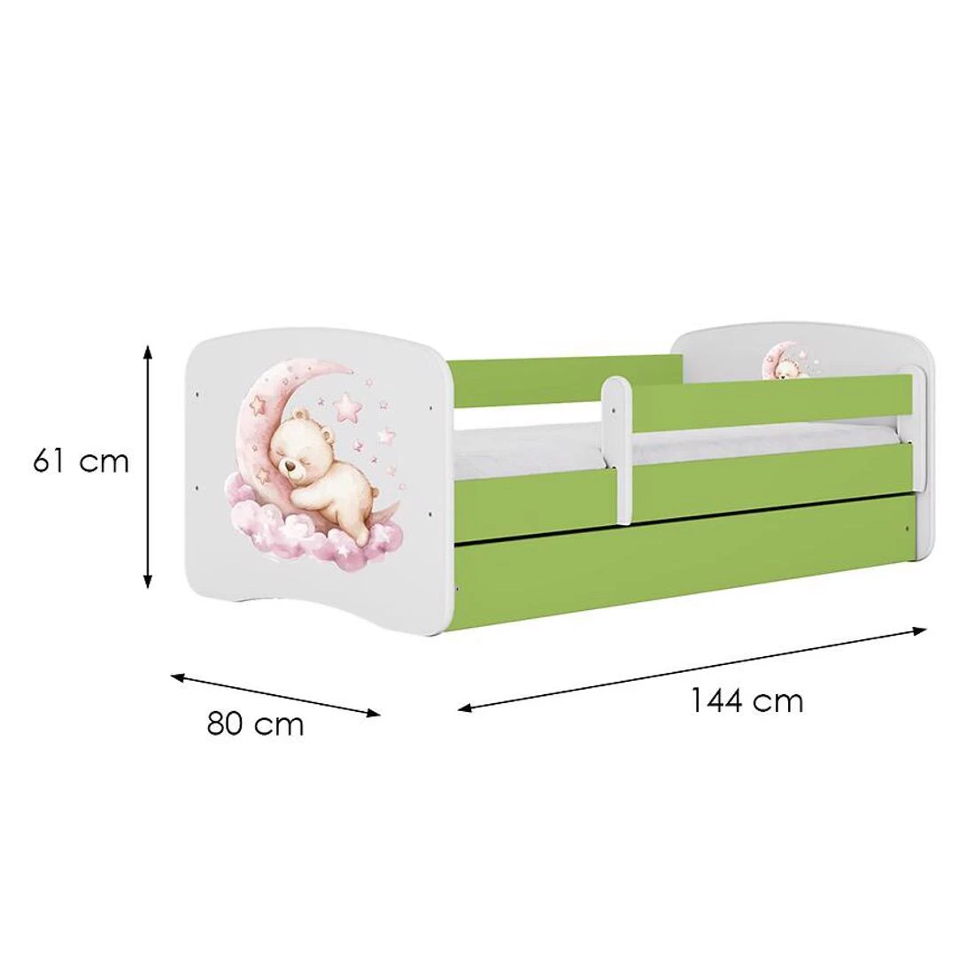 Babydreams deciji krevet 80x144x61 cm zelena