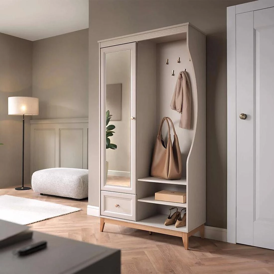 Windsor predsoblje 100x35x193 cm  kašmir/prirodni hrast
