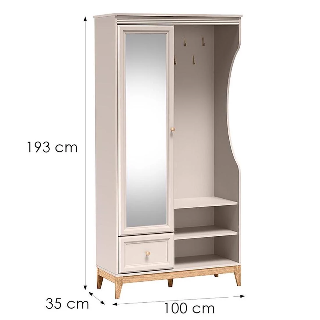 Windsor predsoblje 100x35x193 cm  kašmir/prirodni hrast