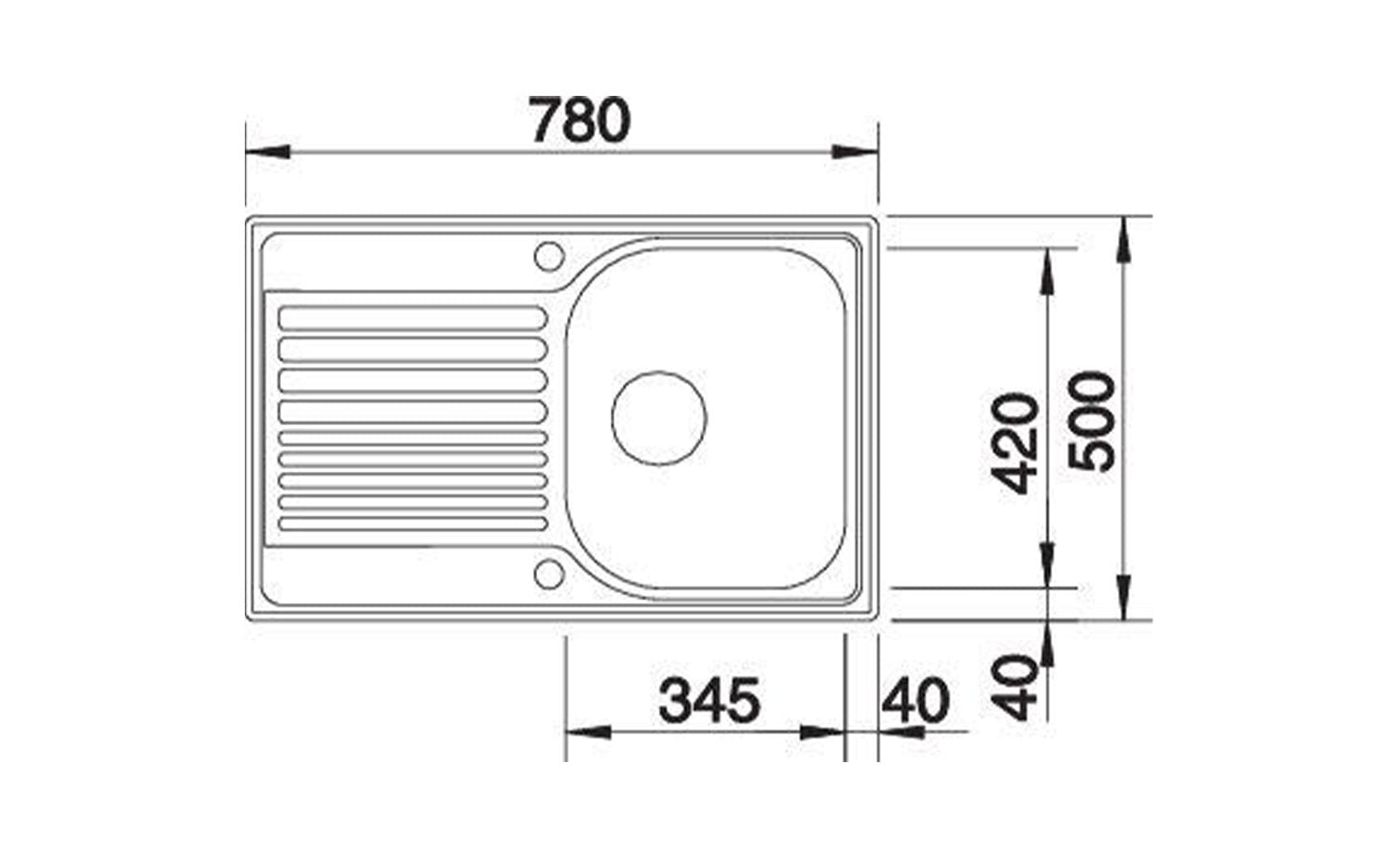 Blanco sudoper Tipo 45S compact 78x50 cm+ sifon 3,5" reverzibilni