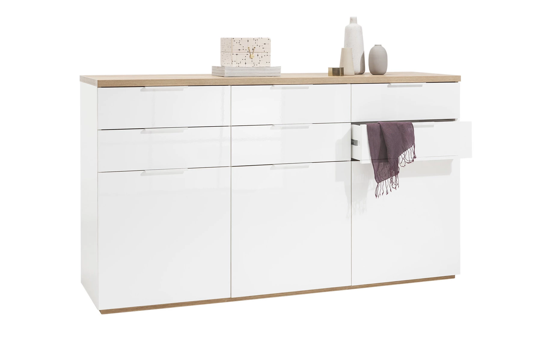 Mundi komoda 6 ladica + 3 vrata 180x50x102cm bijela/natur