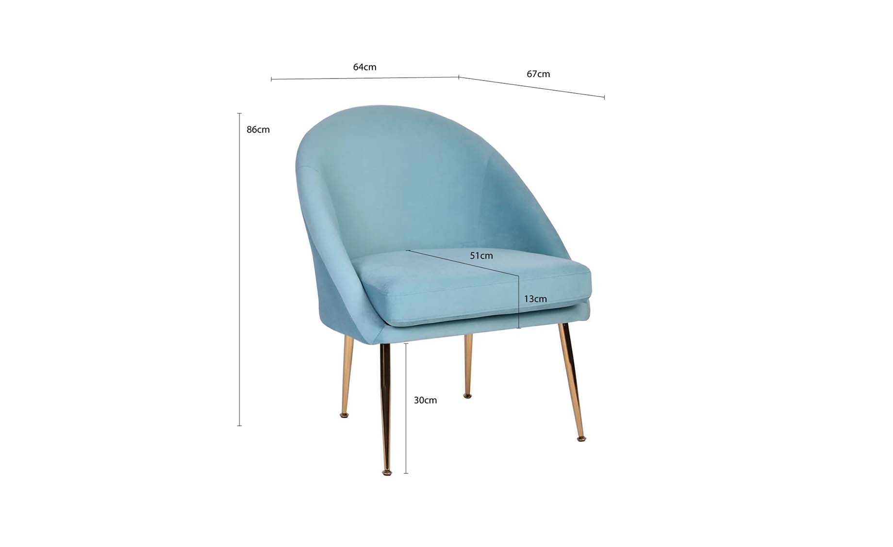 Bella fotelja plava 64x67x86cm