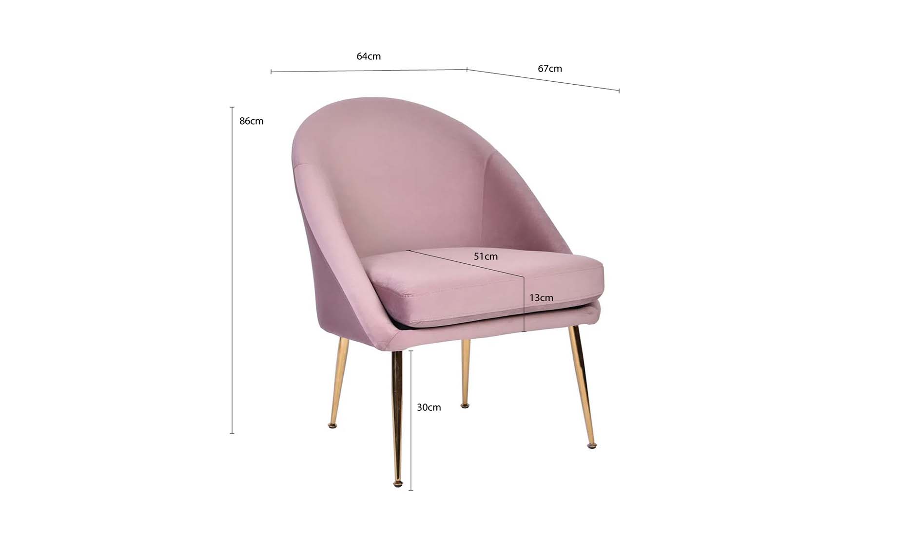 Bella fotelja roza 64x67x86cm