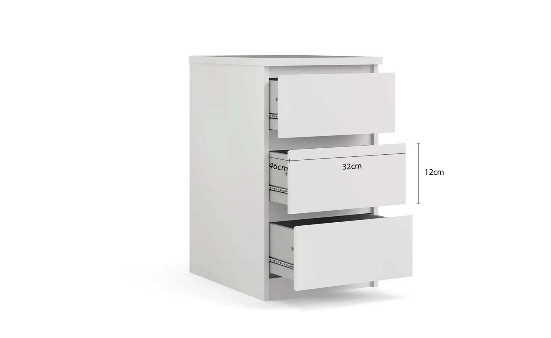 Naia noćni ormarić 3 fioke 40x50x70 cm beli visoki sjaj