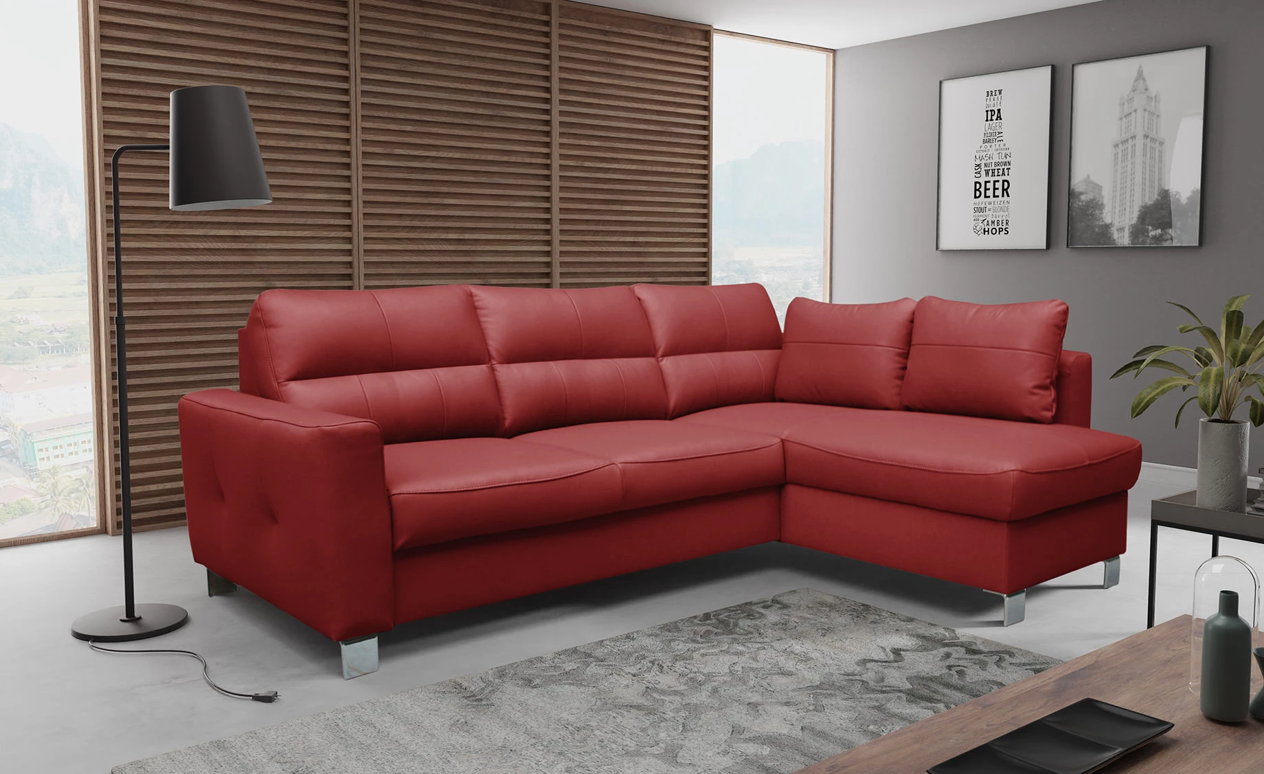 Venice ugaona garnitura sa ležajem i prostorom za odlaganje desna koža dollaro 234x168x86cm