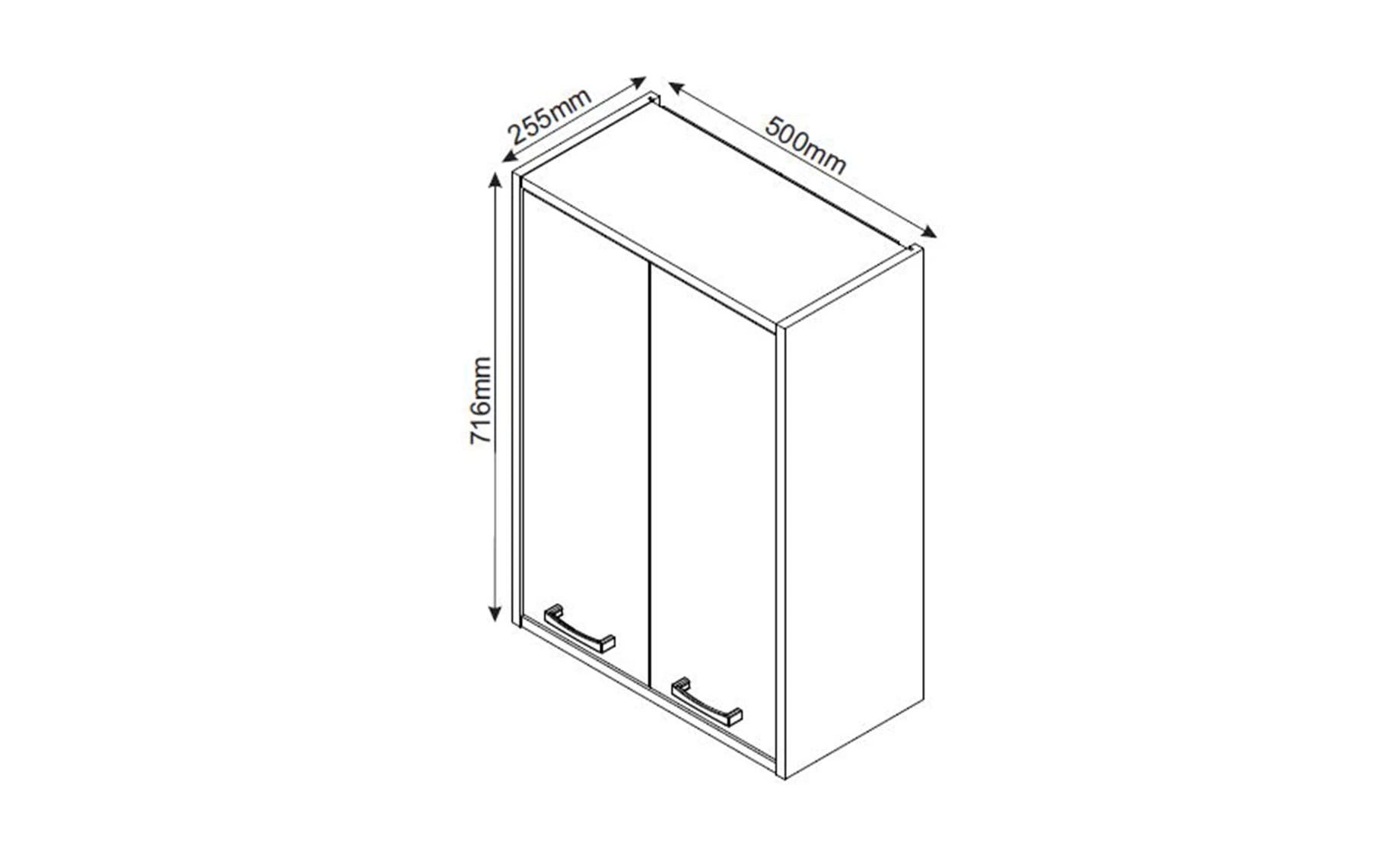 Tulon viseći ormarić 2 vrata 50x25,5x71,5 beli/hrast