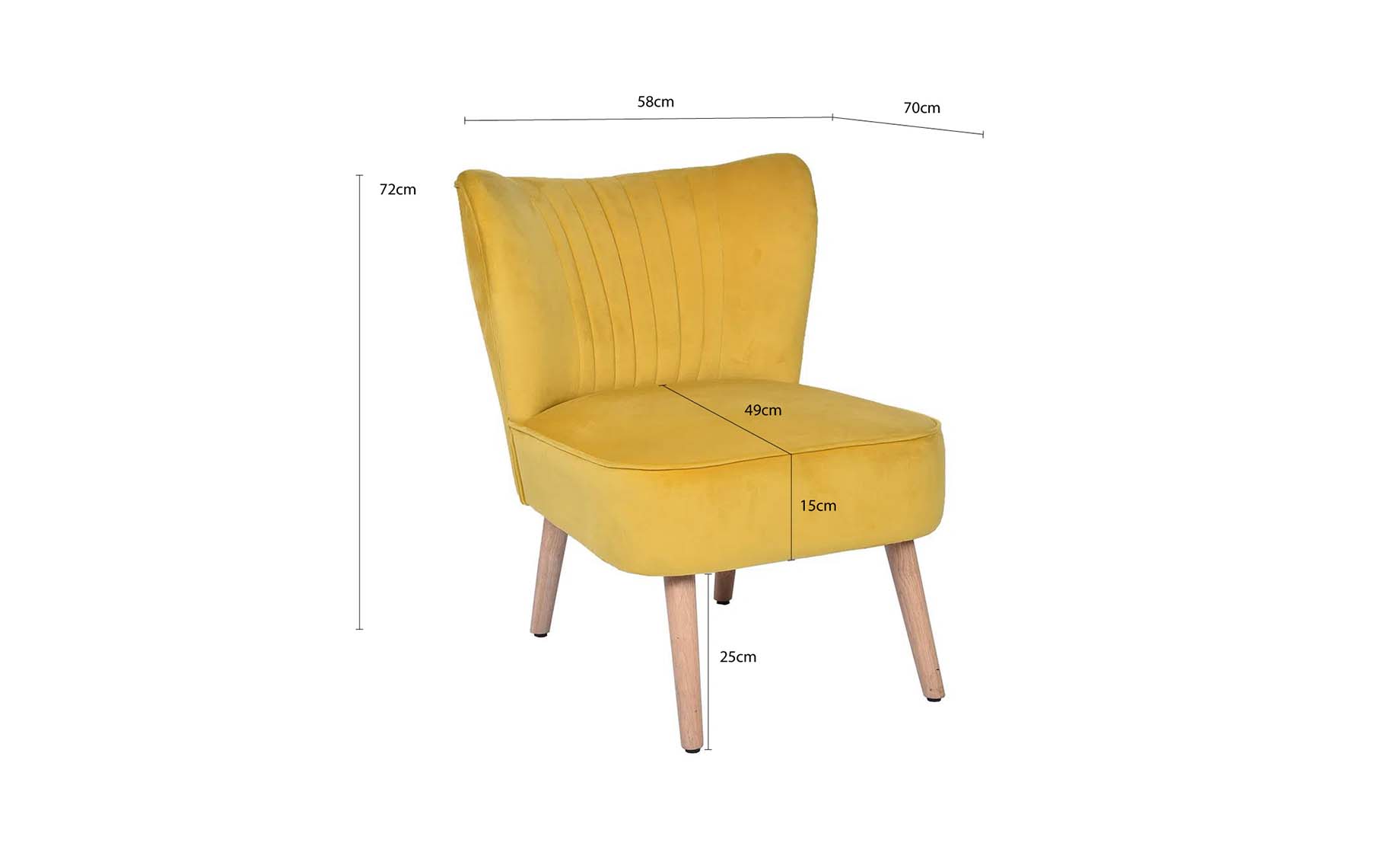 Slate fotelja žuta 58x70x72cm