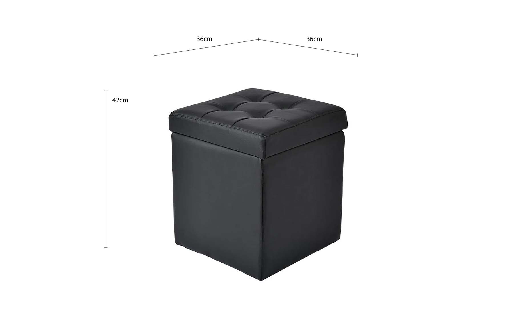 Box S tabure sa spremnikom crni 36x36x42cm