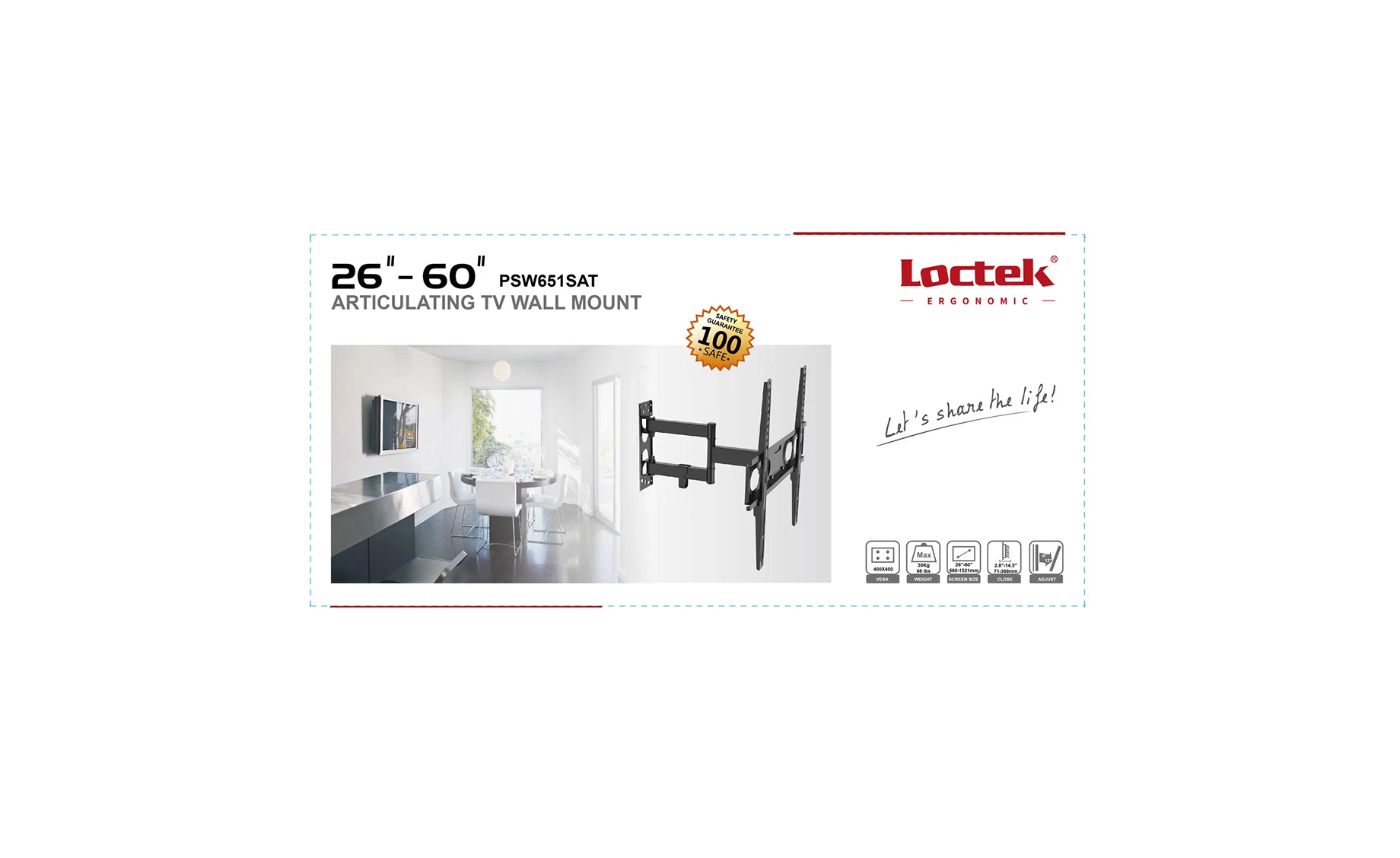 Loctek PSW-651SAT nosač za TV 26"-60"