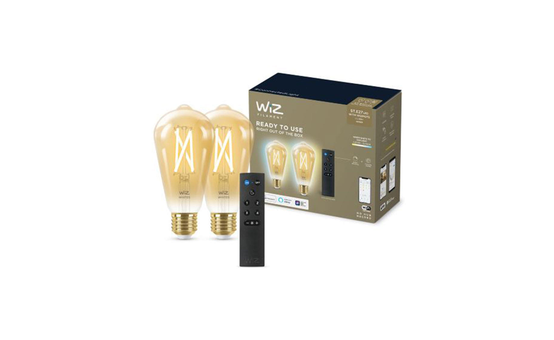 Set 2 žarulje WIZ Amber dimabilne filament LED E27 ST64 6,7W