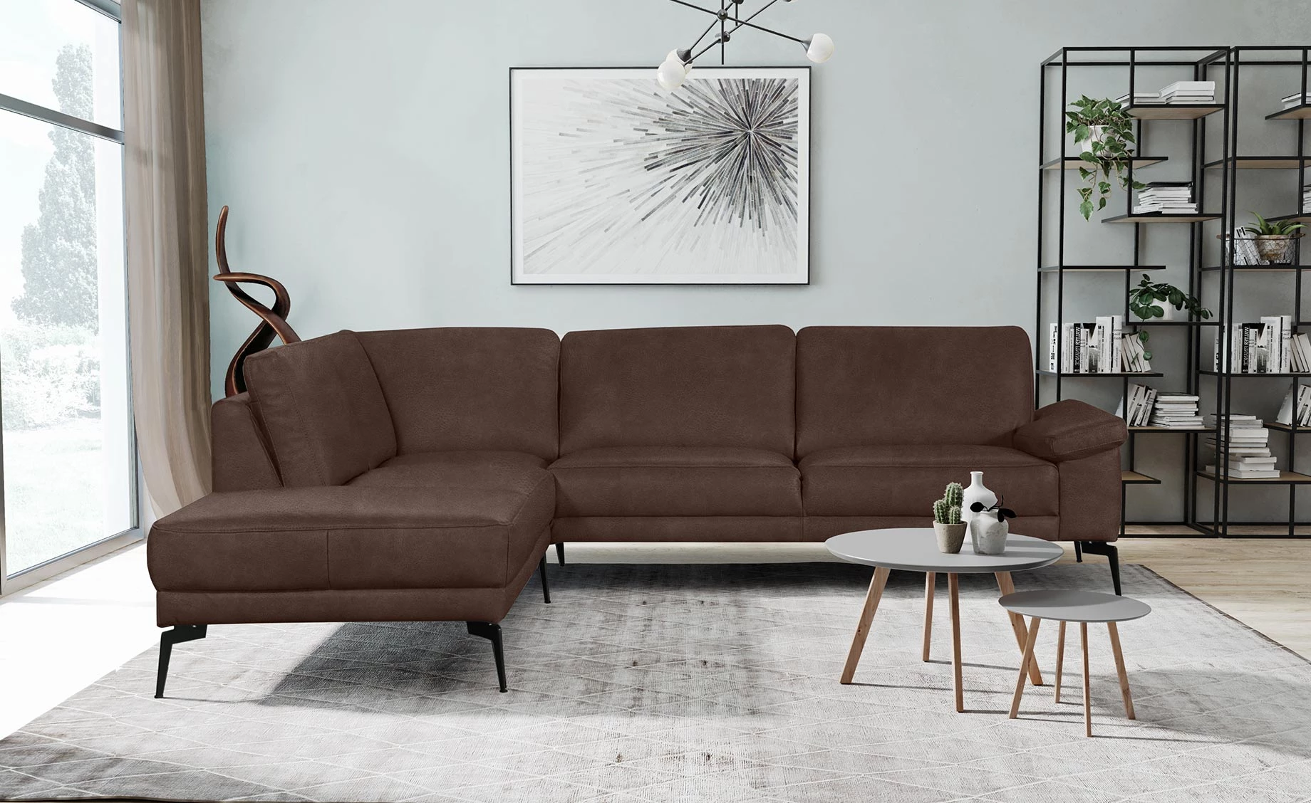 Spring ugaona garnitura koža čokoladna boja leva 273x250x84 cm