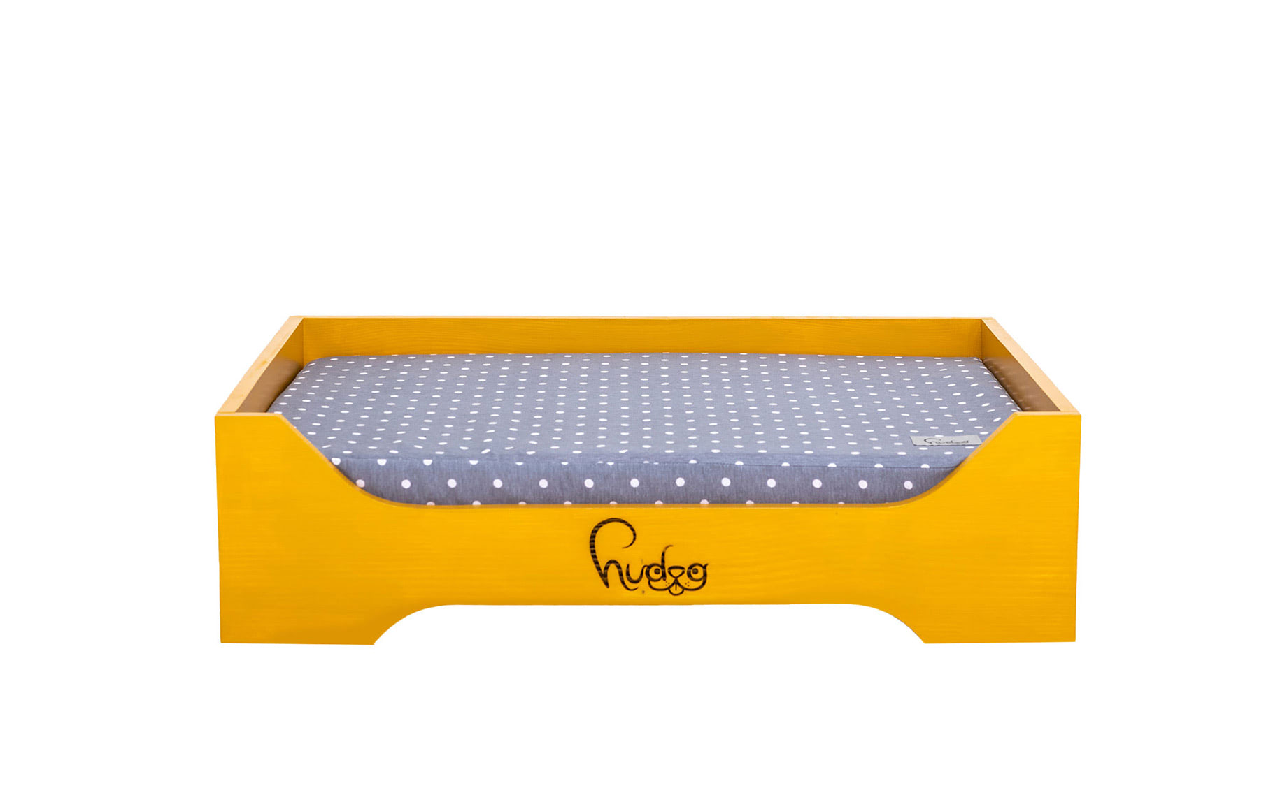 Drveni krevet za pse sa jastukom Dots 70x50x20cm žuti