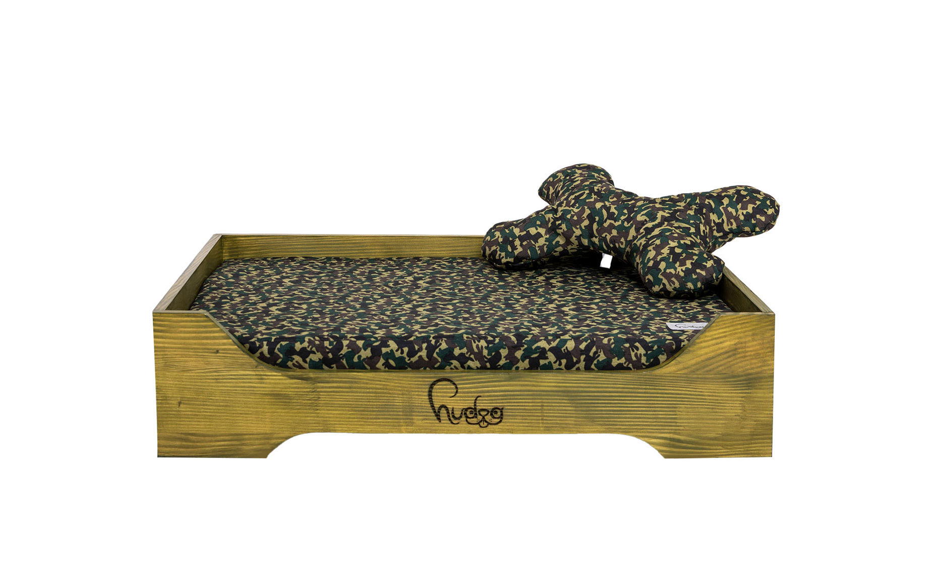 Drveni krevet za pse s jastukom Military 80x60x20cm zeleni