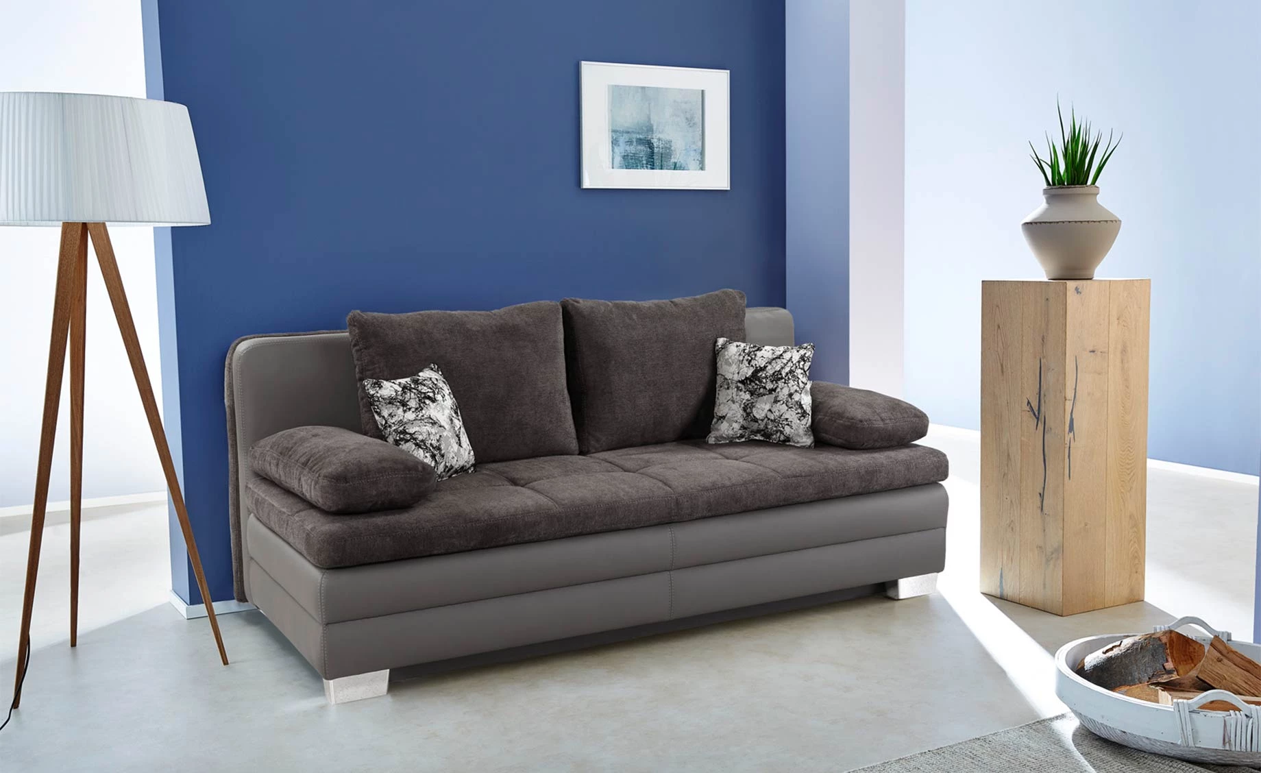 Lincoln trosjed s ležajem i spremnikom sivi 203x106x81 cm