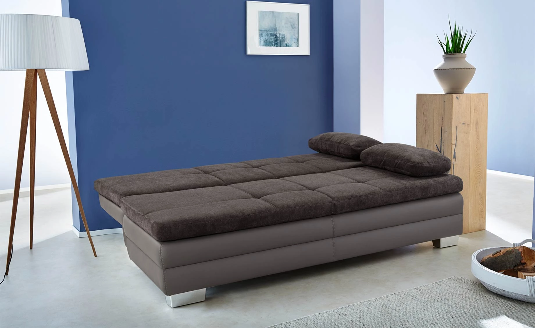 Lincoln trosjed s ležajem i spremnikom sivi 203x106x81 cm