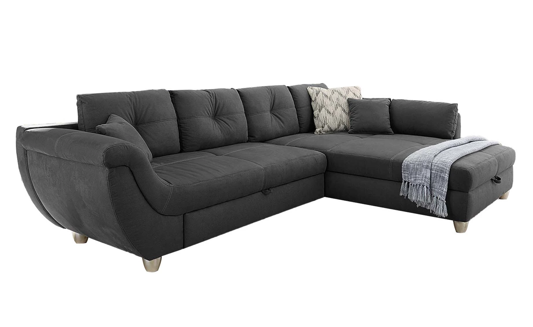 Maranello kutna garnitura sa ležajem reverzibilna tamno siva 330x07x72/90 cm