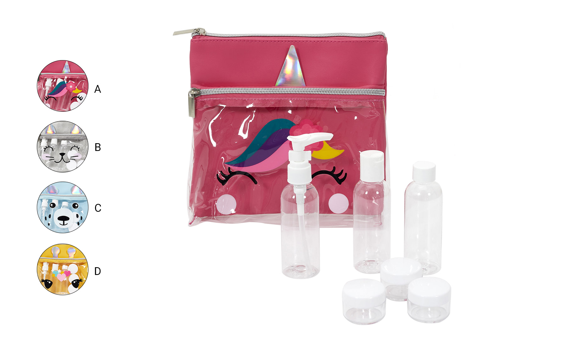 Putna kozmetička torbica sa 6 praznih bočica Cutie više boja