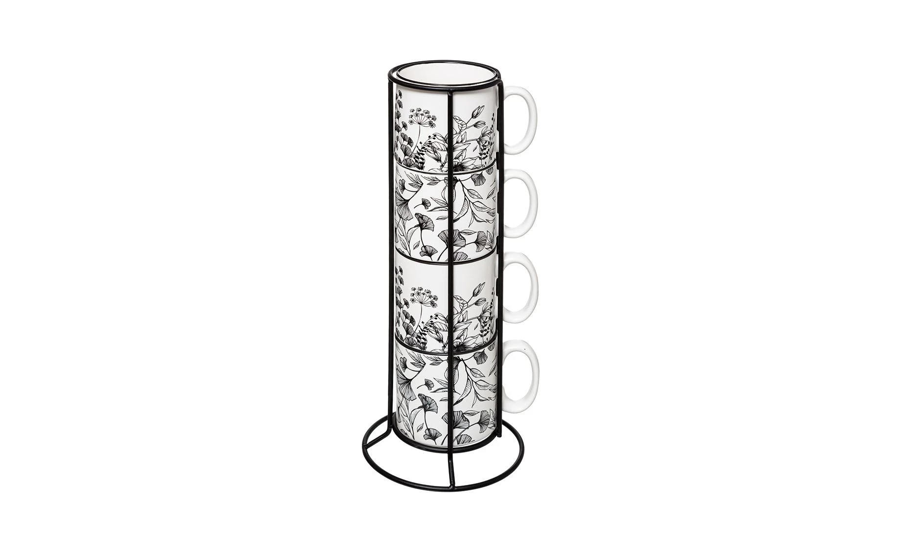 Set 4 šoljice na stalku Floral