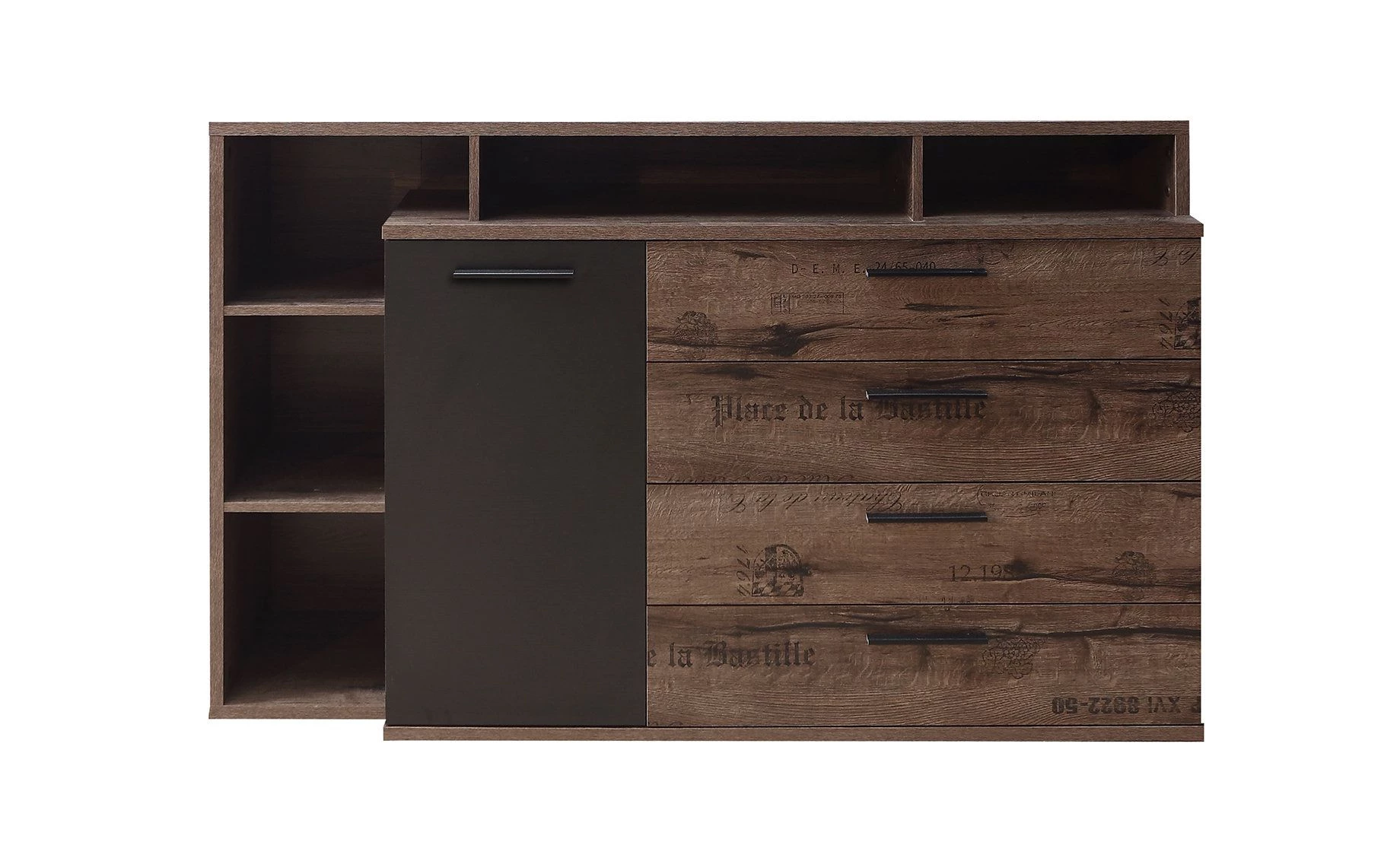 Jacky komoda 4 fioke +1 vrata 153x41,5x98,5cm sivi hrast