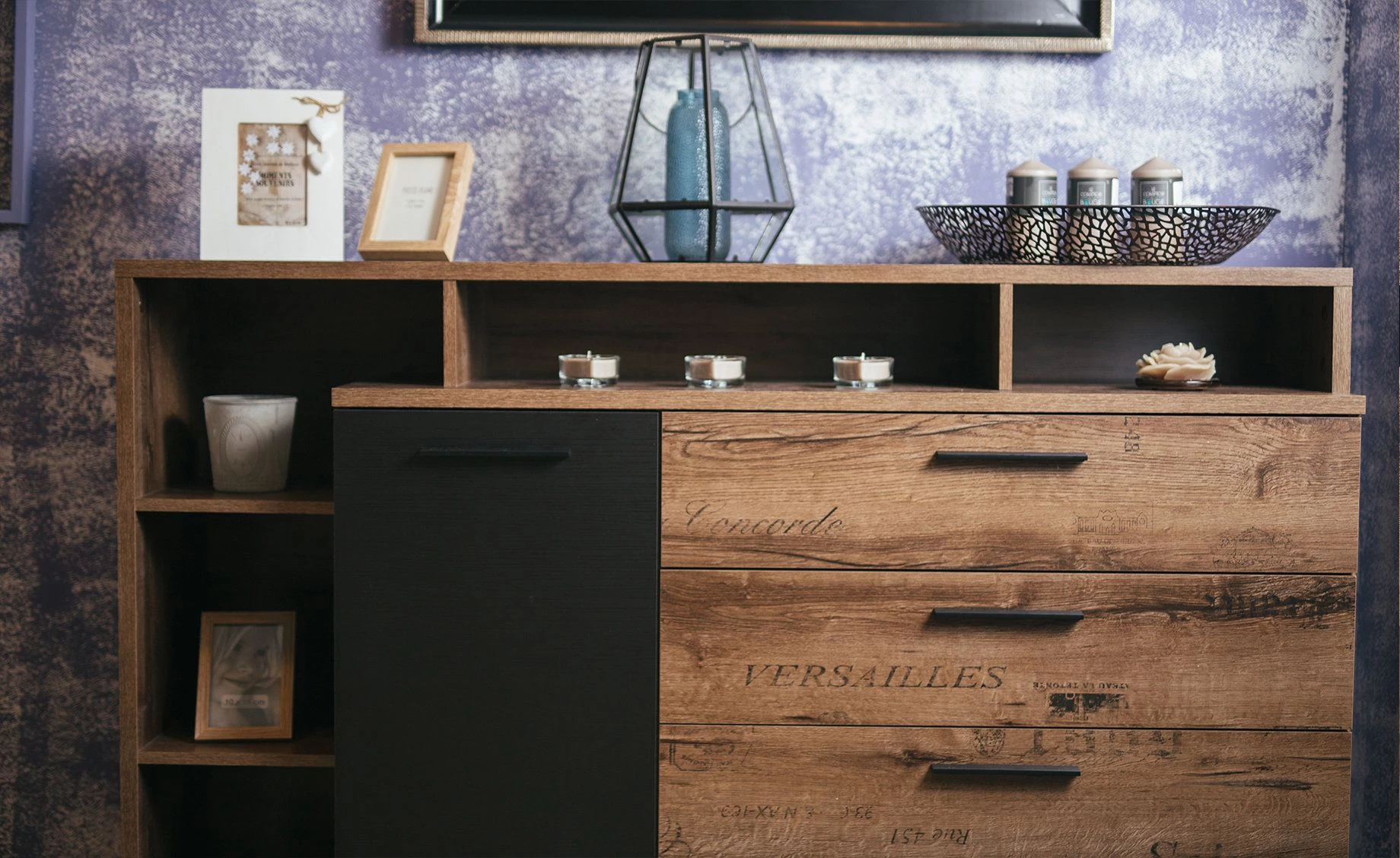 Jacky komoda 4 fioke +1 vrata 153x41,5x98,5cm sivi hrast