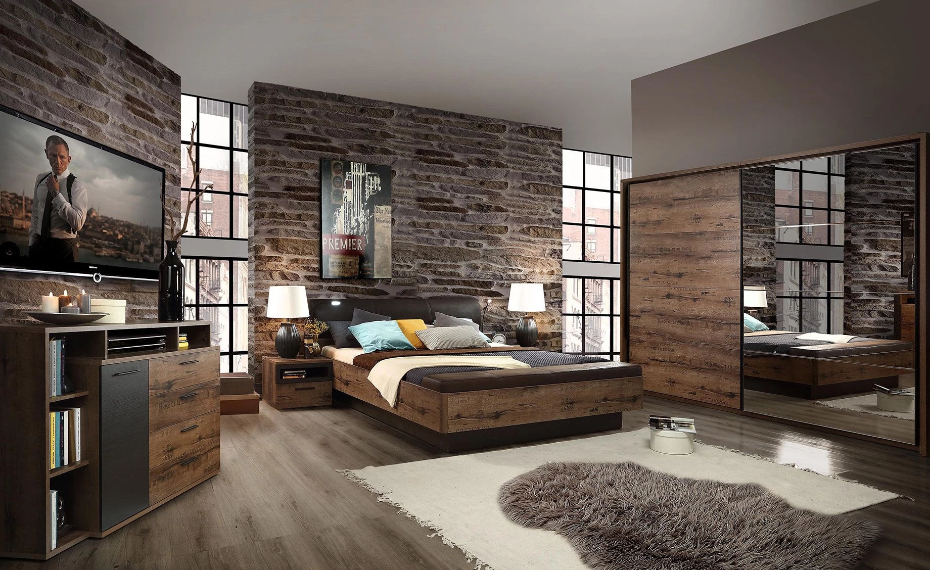 Jacky komoda 4 fioke +1 vrata 153x41,5x98,5cm sivi hrast