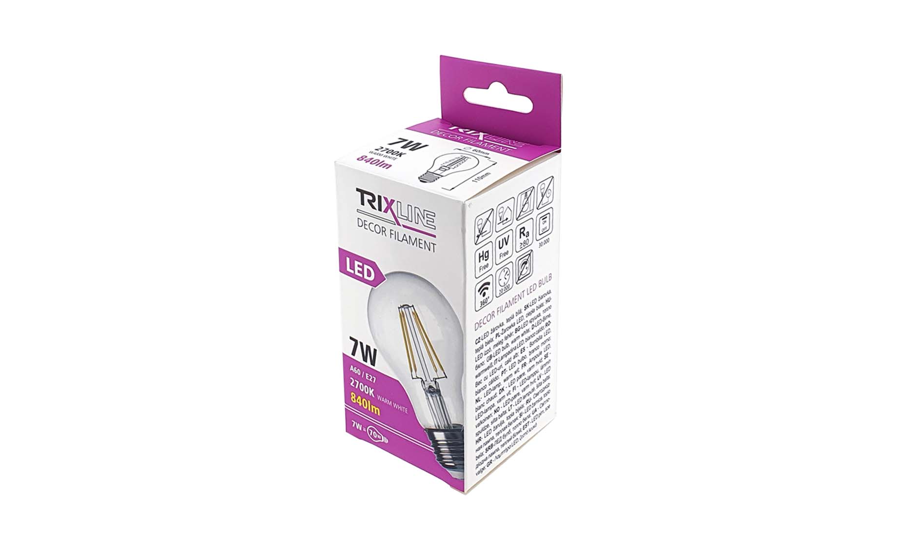 Sijalica LED E27 7W toplo svetlo filament