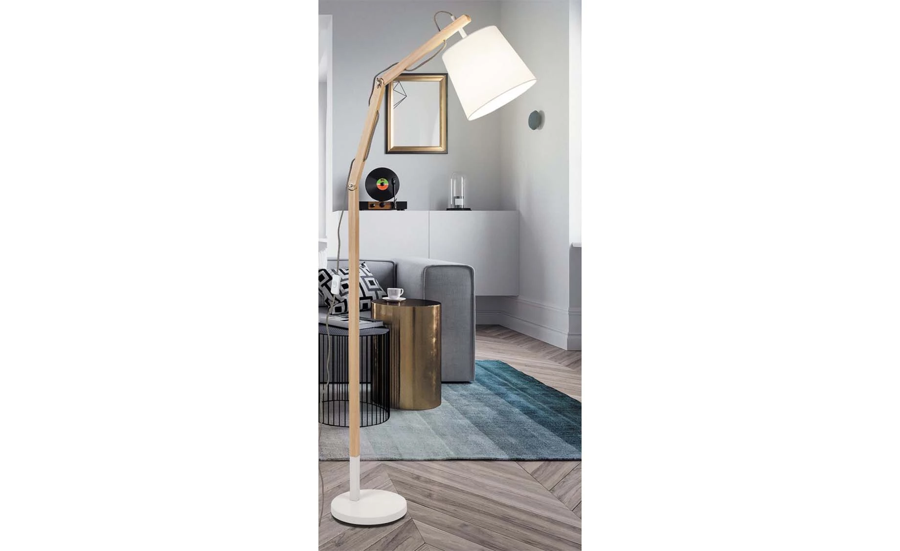 Podna lampa Thomas natur/bela