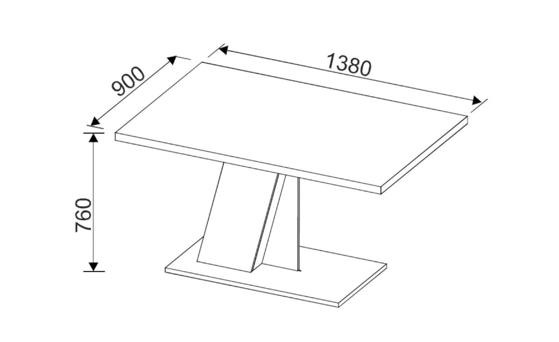 Bristol sto 138x90x76cm hrast beli