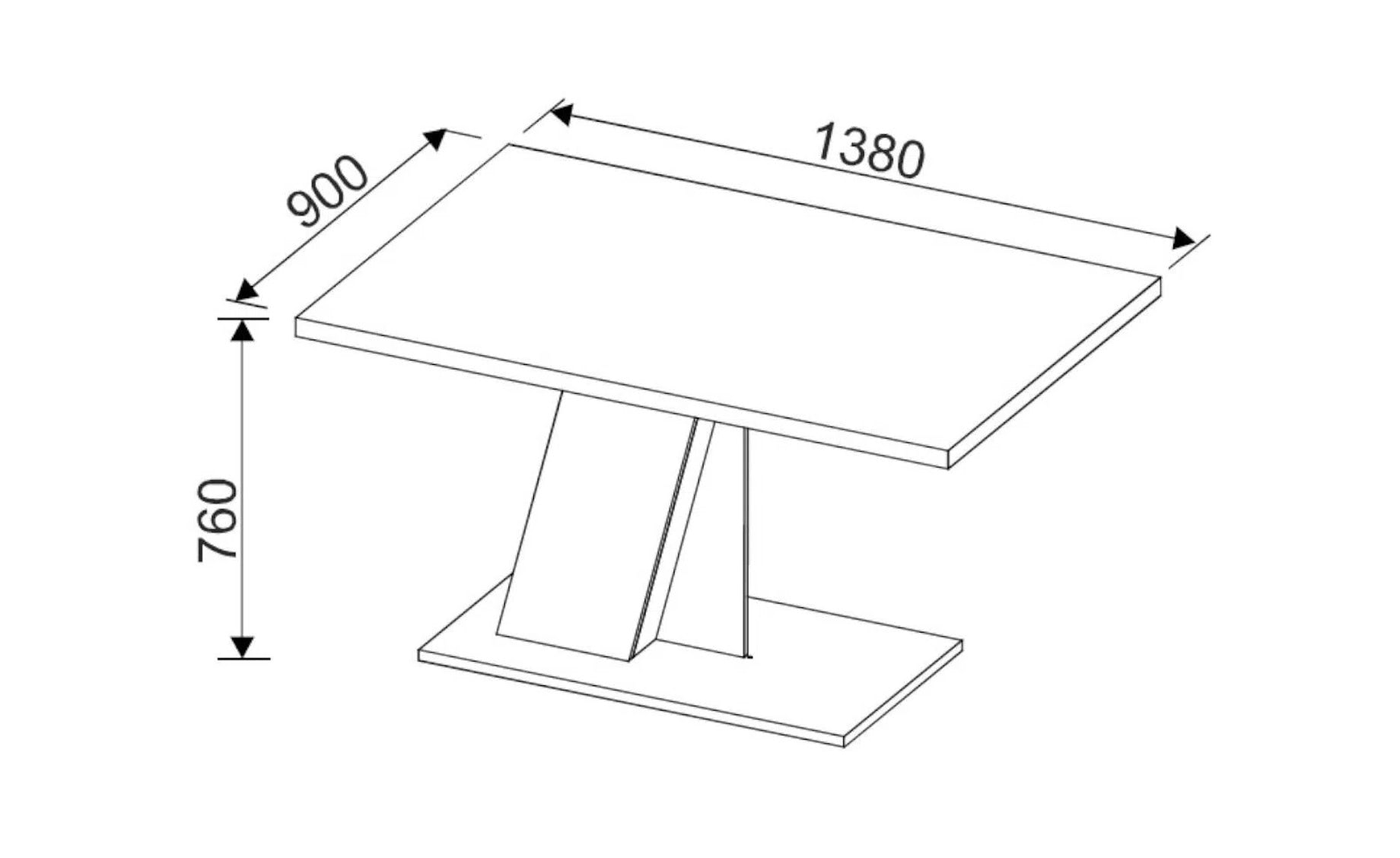 Bristol sto 138x90x76cm hrast antracit