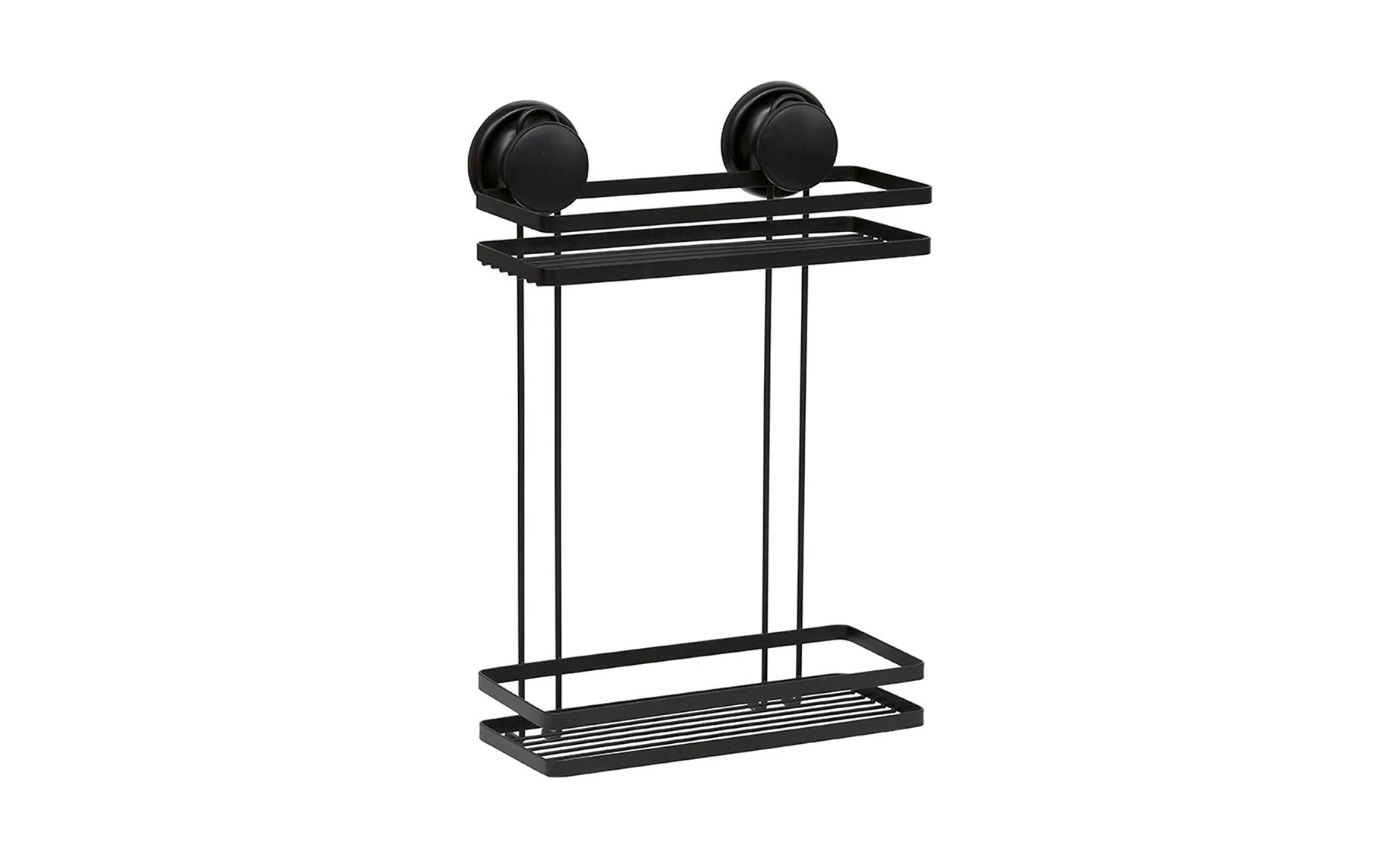 Kupaonska košara za tuš s dvije police na vakuum crna