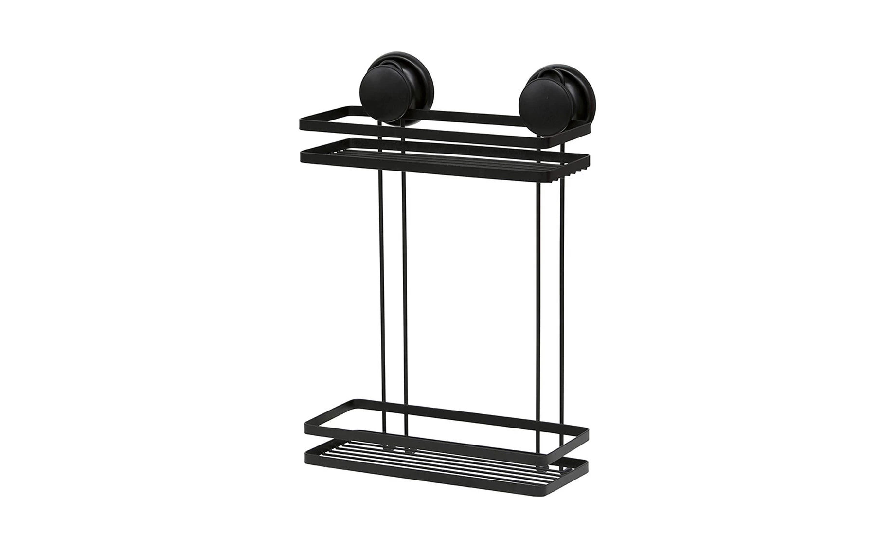 Kupaonska košara za tuš s dvije police na vakuum crna