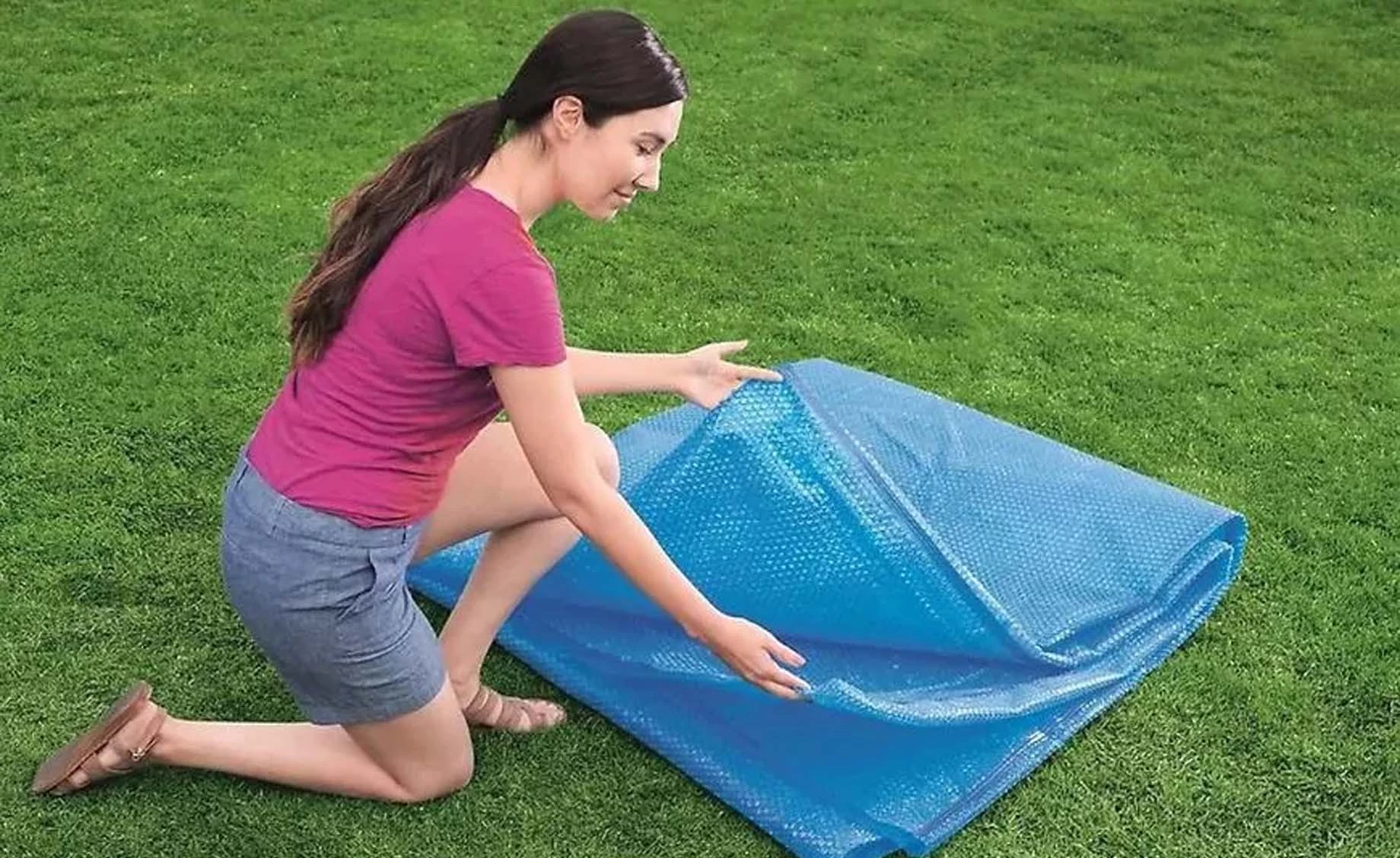 Solarni prekrivač za bazen 427 cm plavi