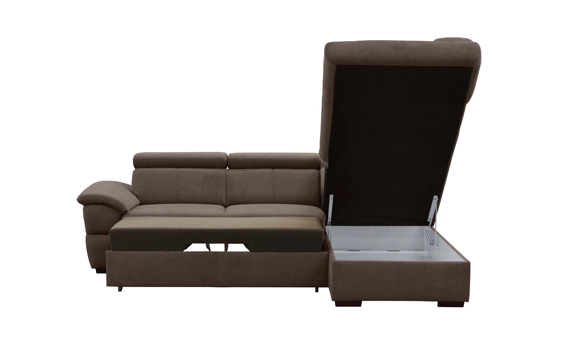 Town ugaona garnitura sa ležajem desna braon 260x210x82/96 cm