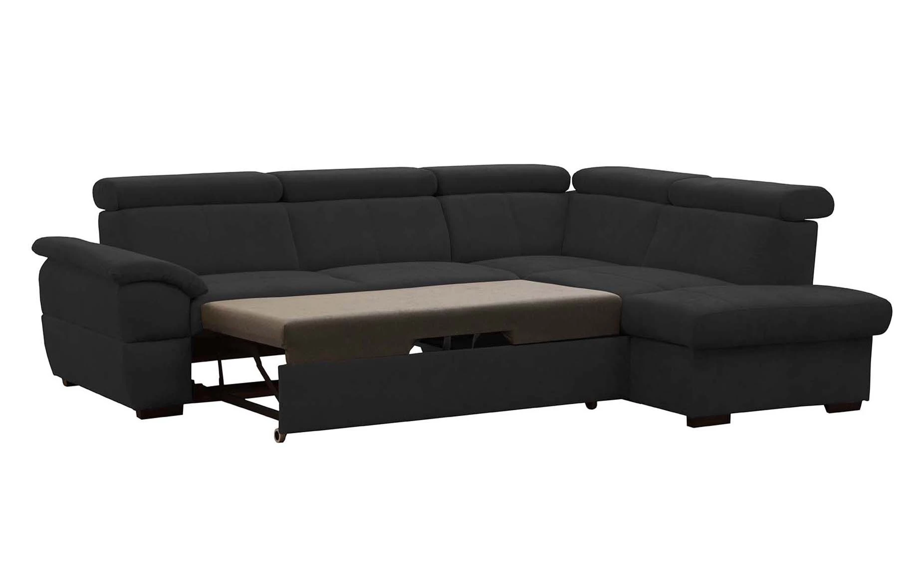 Town ugaona garnitura sa ležajem desna crna 260x210x82/96 cm