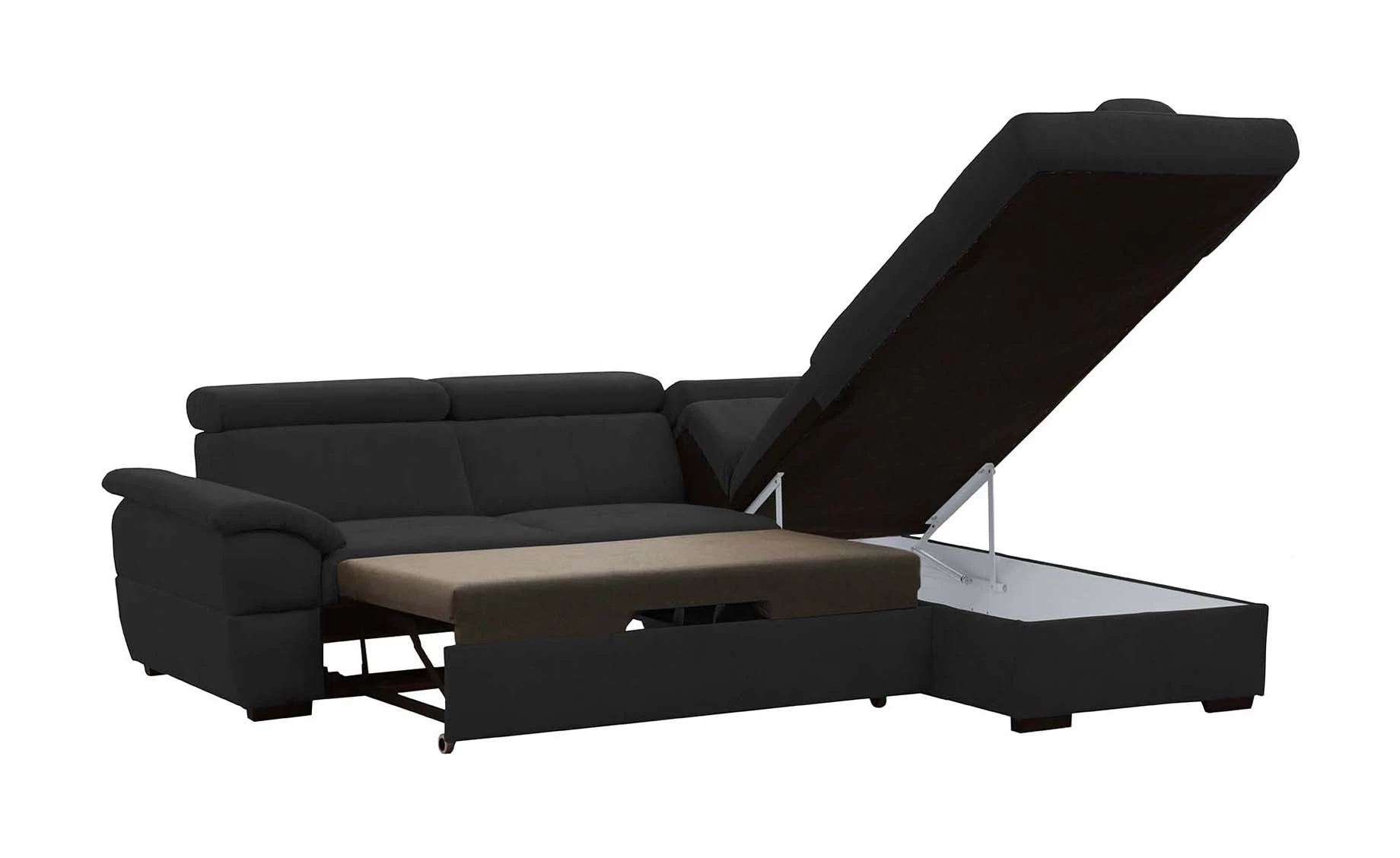 Town ugaona garnitura sa ležajem desna crna 260x210x82/96 cm