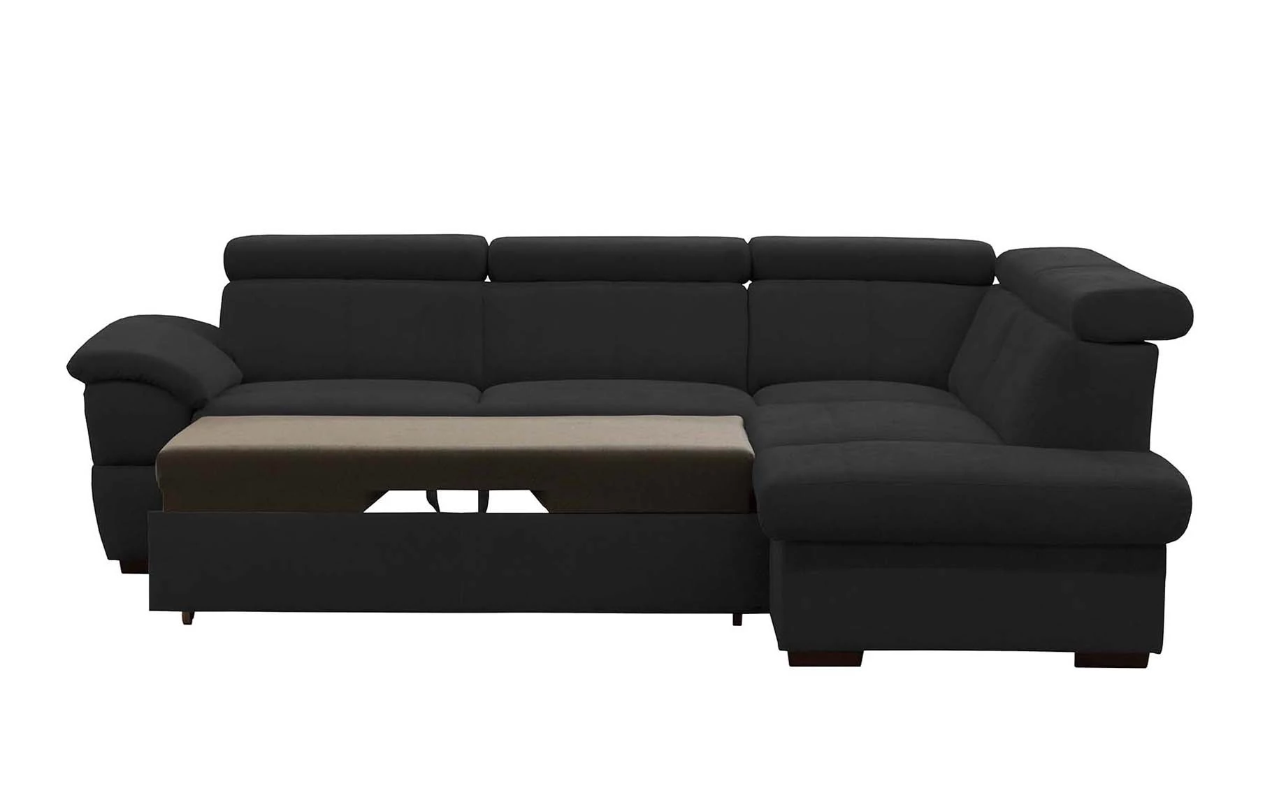 Town ugaona garnitura sa ležajem desna crna 260x210x82/96 cm