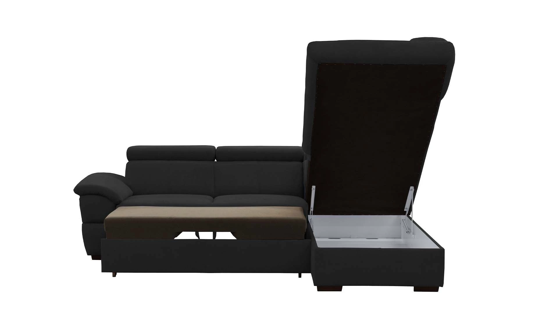 Town ugaona garnitura sa ležajem desna crna 260x210x82/96 cm