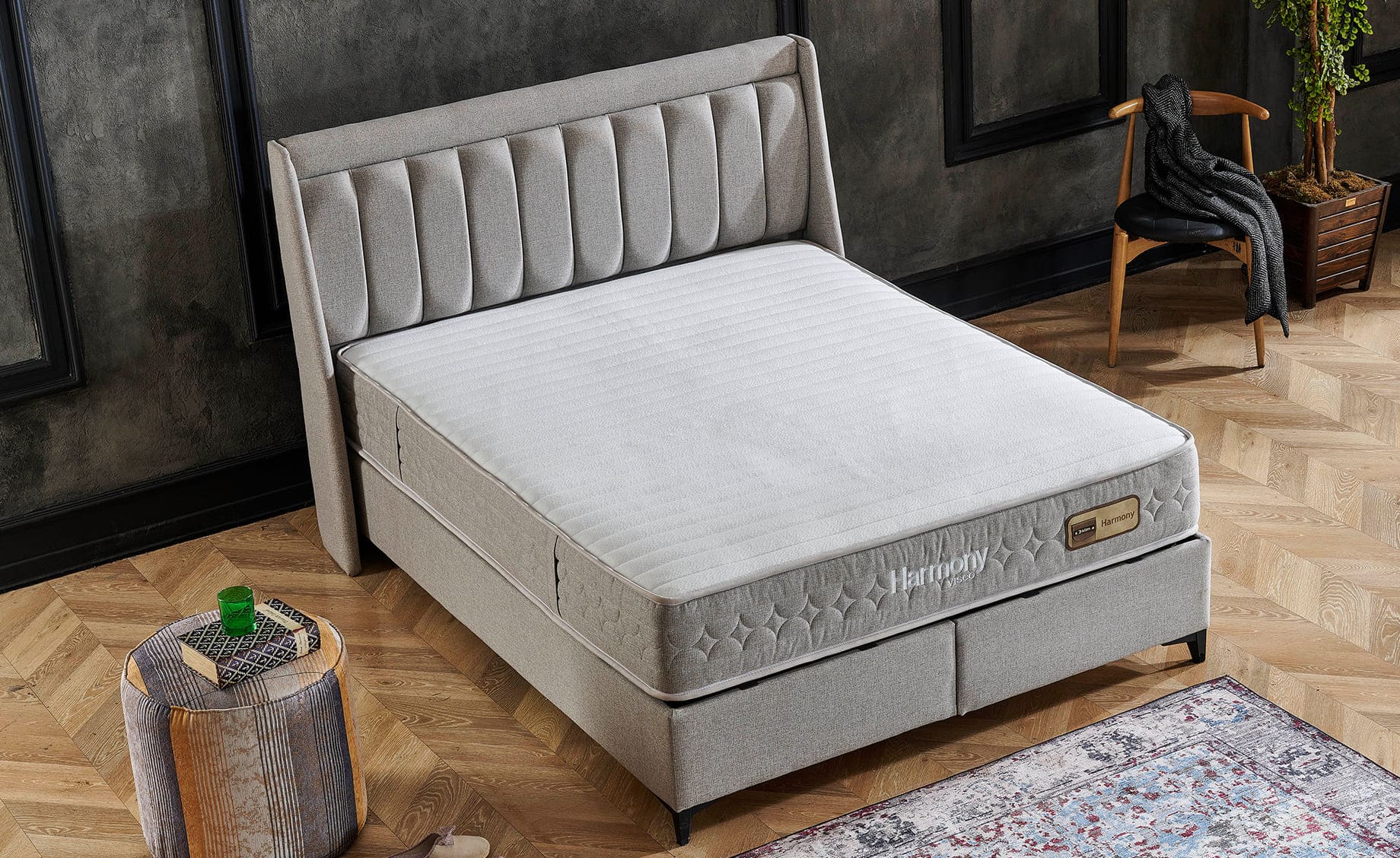 Harmony boxspring krevet sa prostorom za odlaganje 155x197x126/66cm