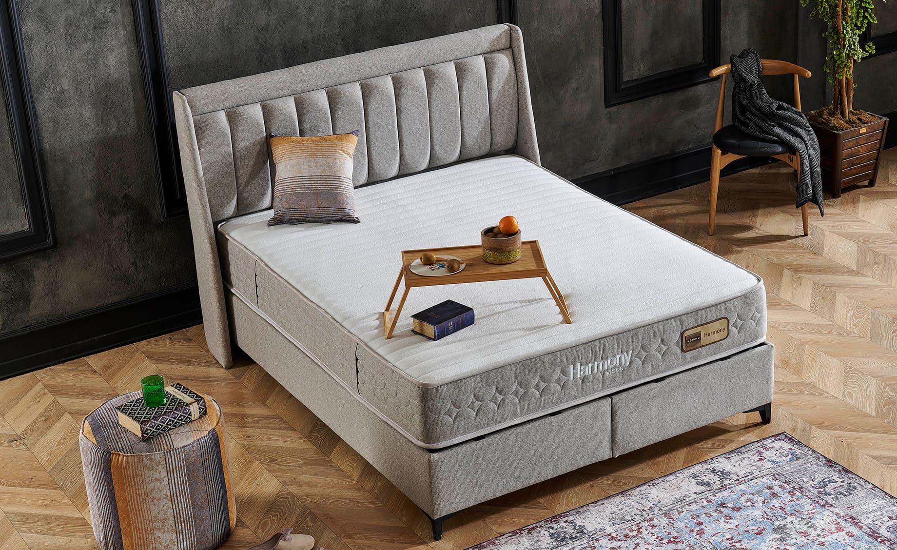 Harmony boxspring krevet sa prostorom za odlaganje 195x207x126/66cm