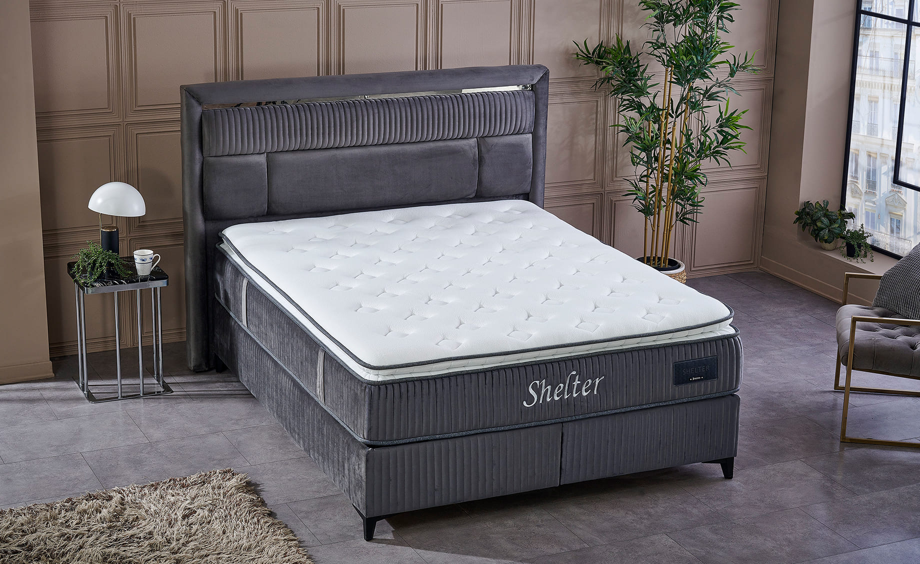 Shelter boxspring krevet sa prostorom za odlaganje 111x201x133/70cm